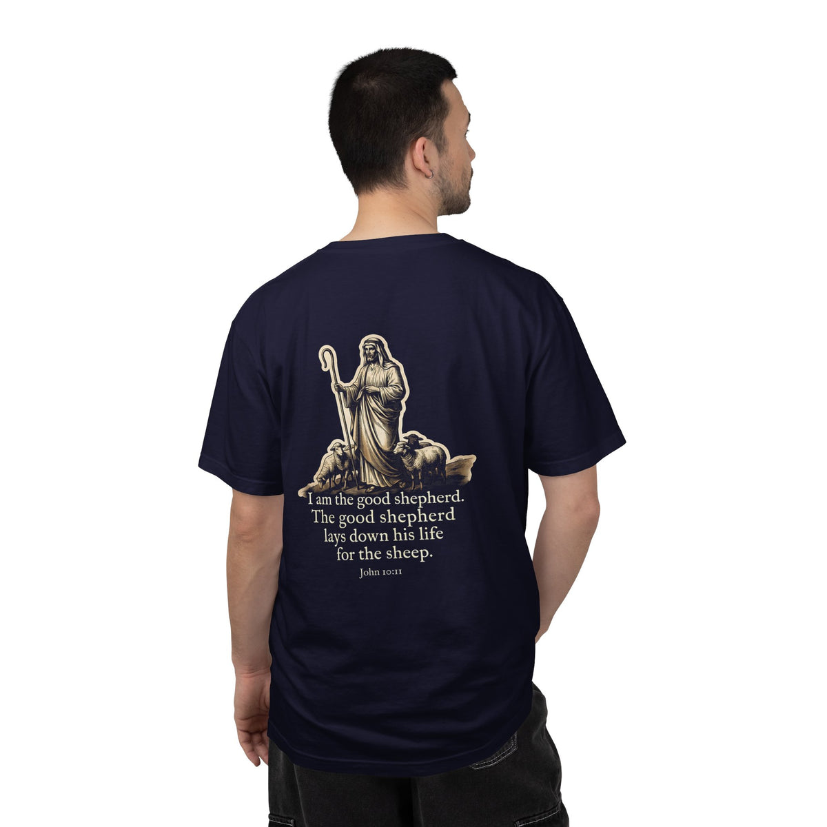 Christian Shepherd Graphic T-Shirt — "I am the good shepherd" Bible Verse Tee
