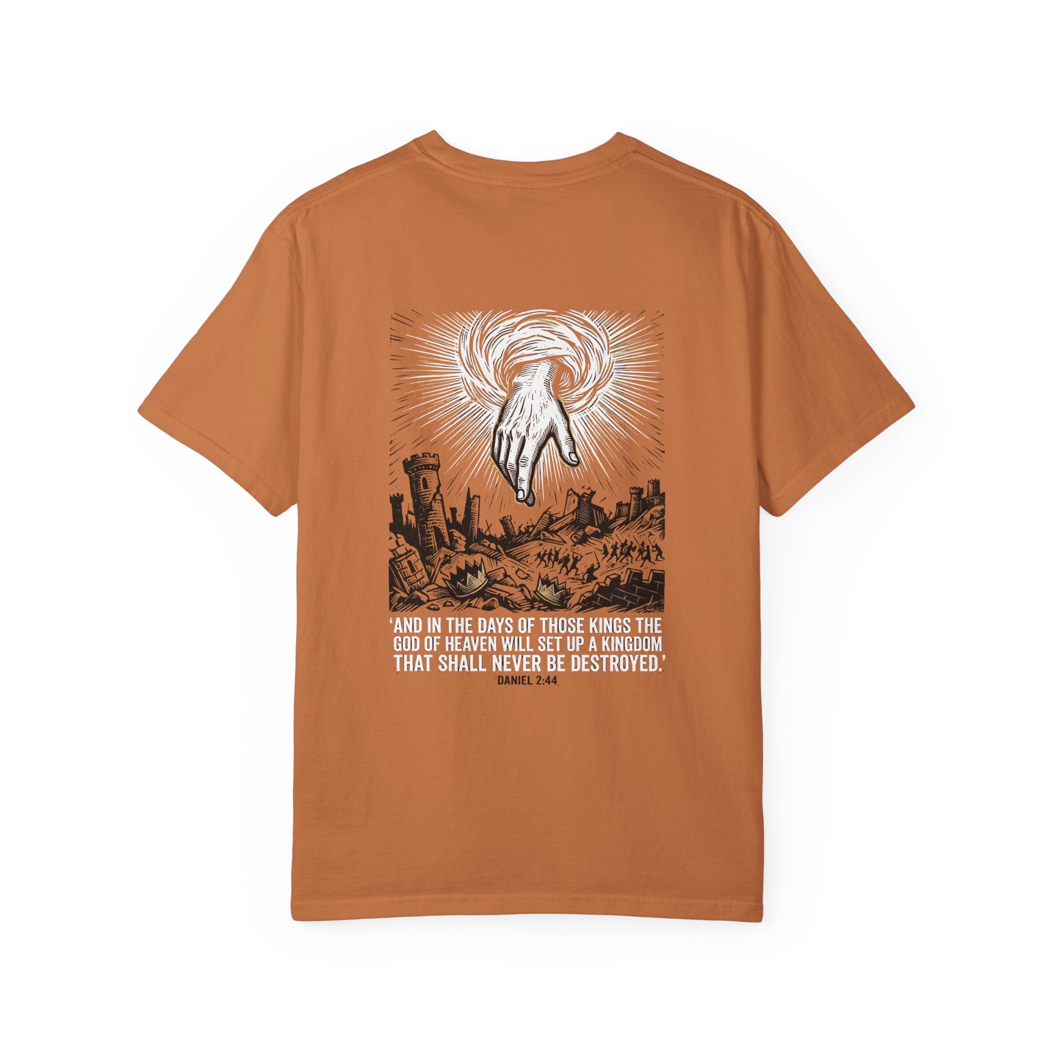 Christian Cross T-Shirt — 'Kingdom That Shall Never Be Destroyed' Graphic Tee