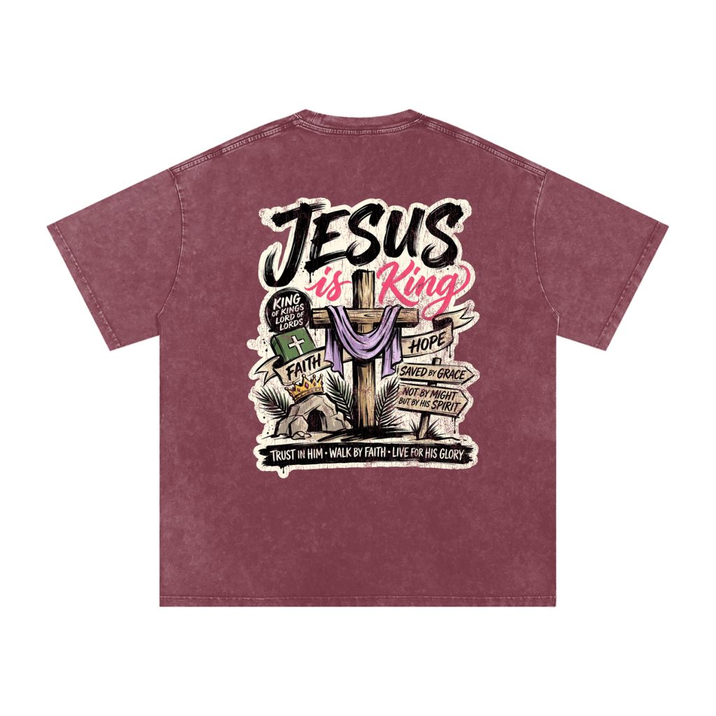 Jesus is King Snow Washed Oversized Cotton T-Shirt
