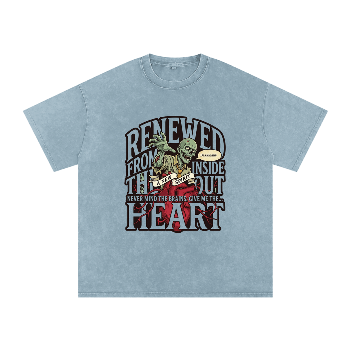 Zombie Snow Washed Oversized Cotton T-Shirt