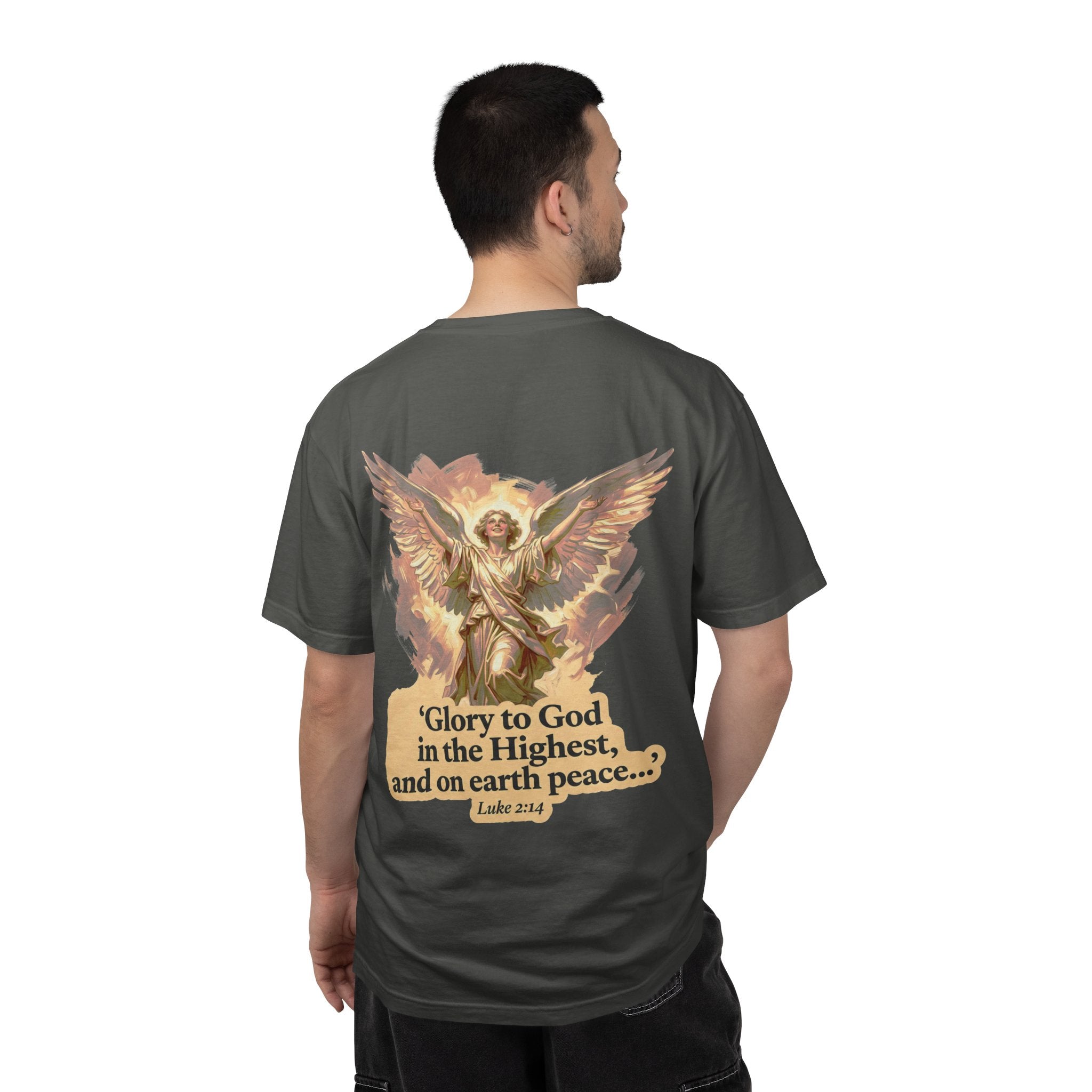 Christian Angel Tee — "Glory to God in the Highest" Graphic T-Shirt
