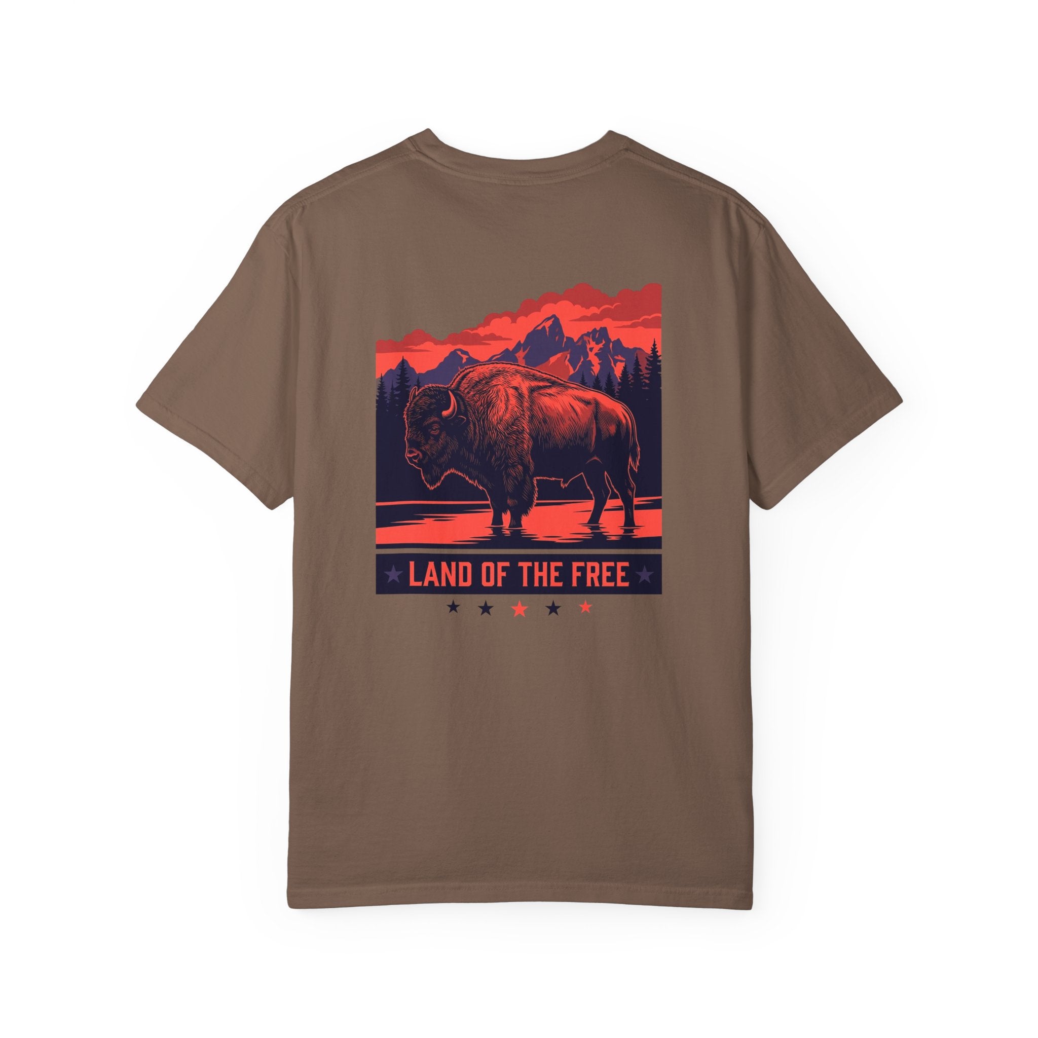 Americana Buffalo Tee — "Land of the Free" Garment-Dyed T-Shirt