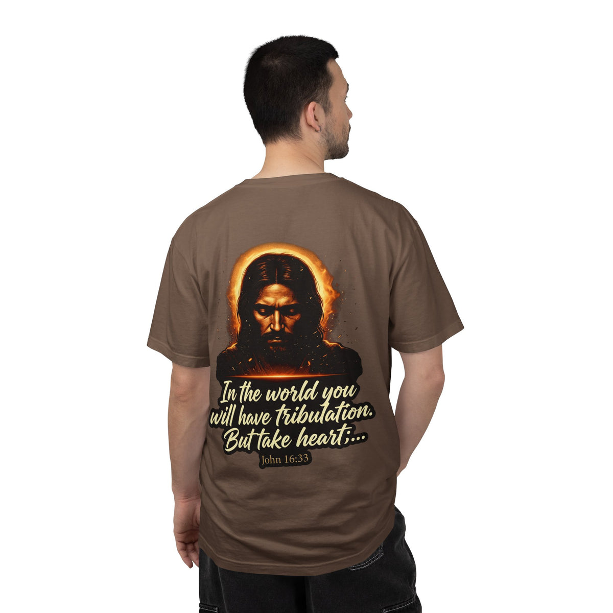Christian Cross T-Shirt — "In the world you will have tribulation" Inspirational Jesus Graphic Tee