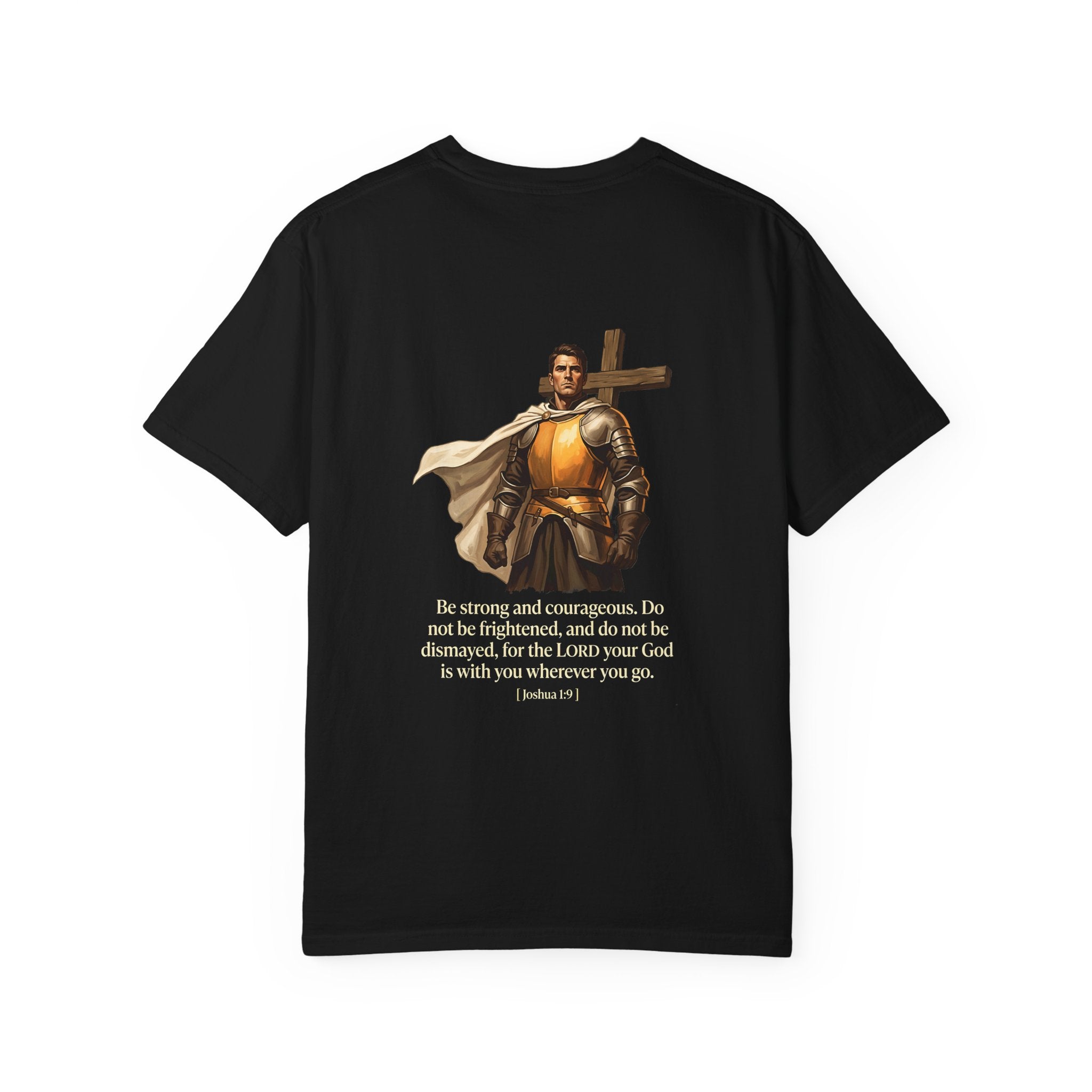 Christian T-Shirt — Joshua 1:9 Cross Knight Graphic Tee