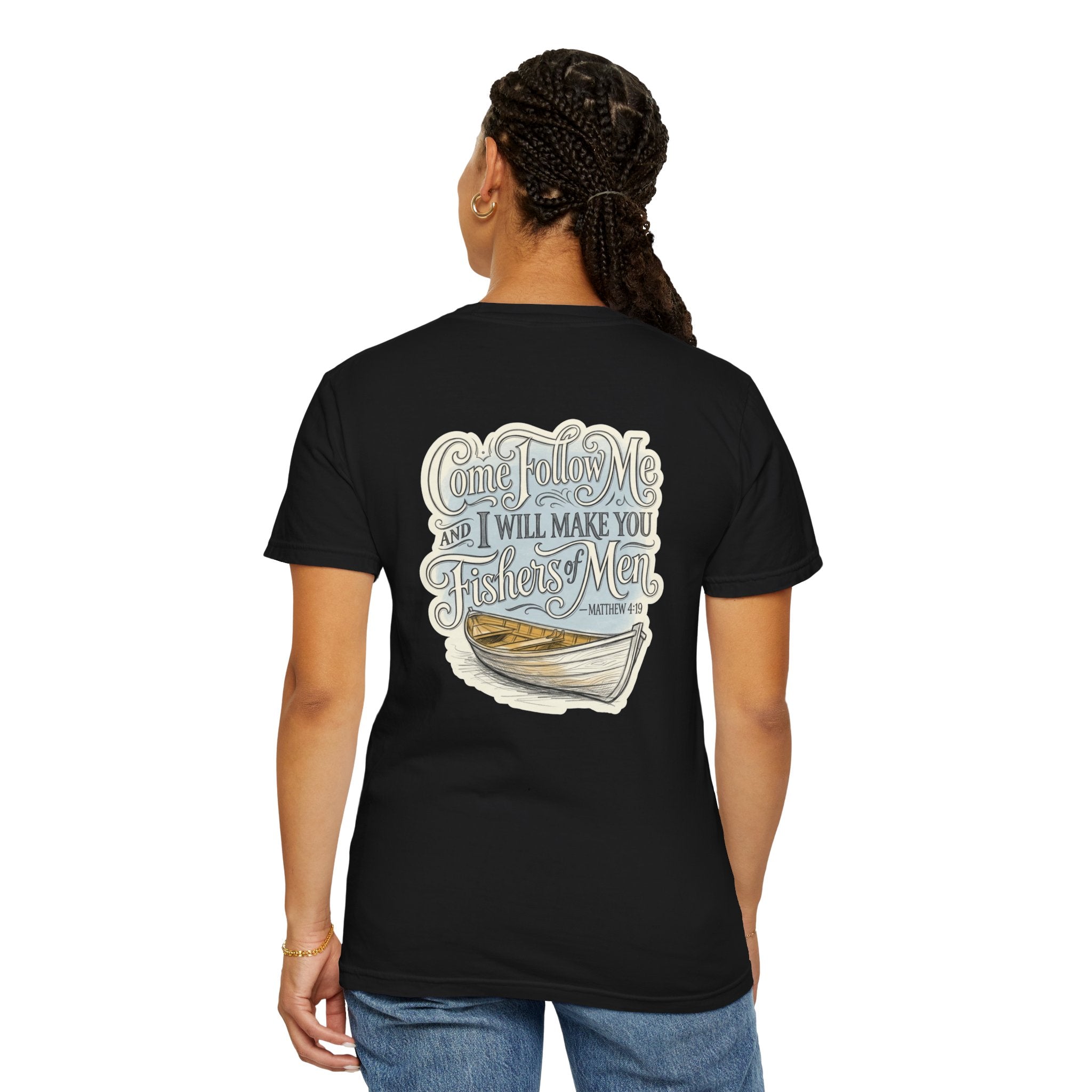 Faith Cross T‑Shirt — “Come Follow Me I Will Make You Fishers of Men” Graphic Tee