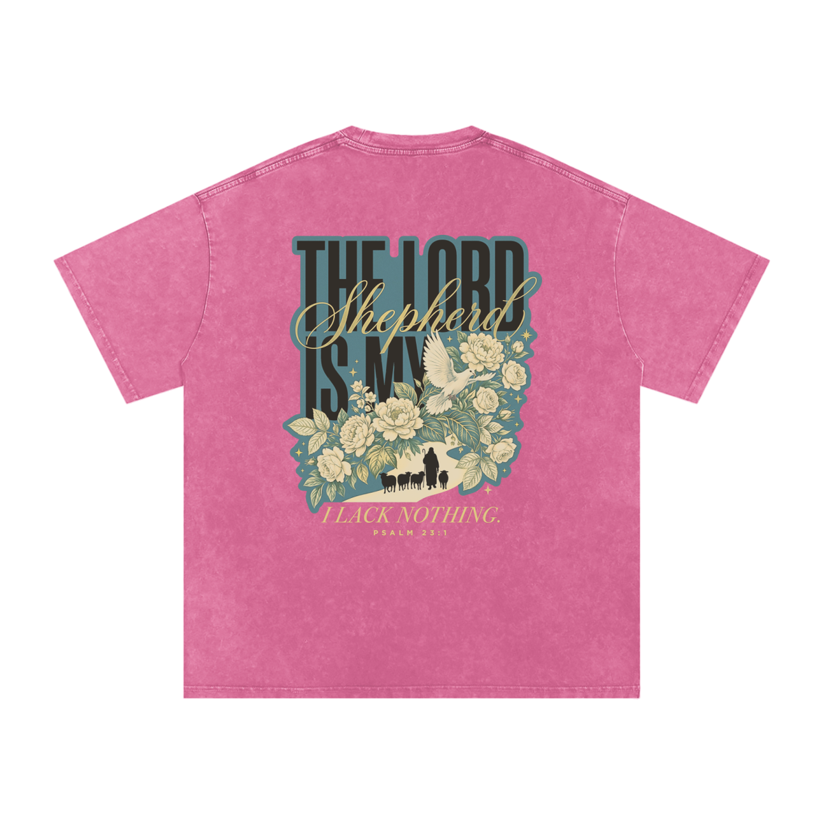 The Lord is my Shepherd Snow Washed Oversized Cotton T-Shirt