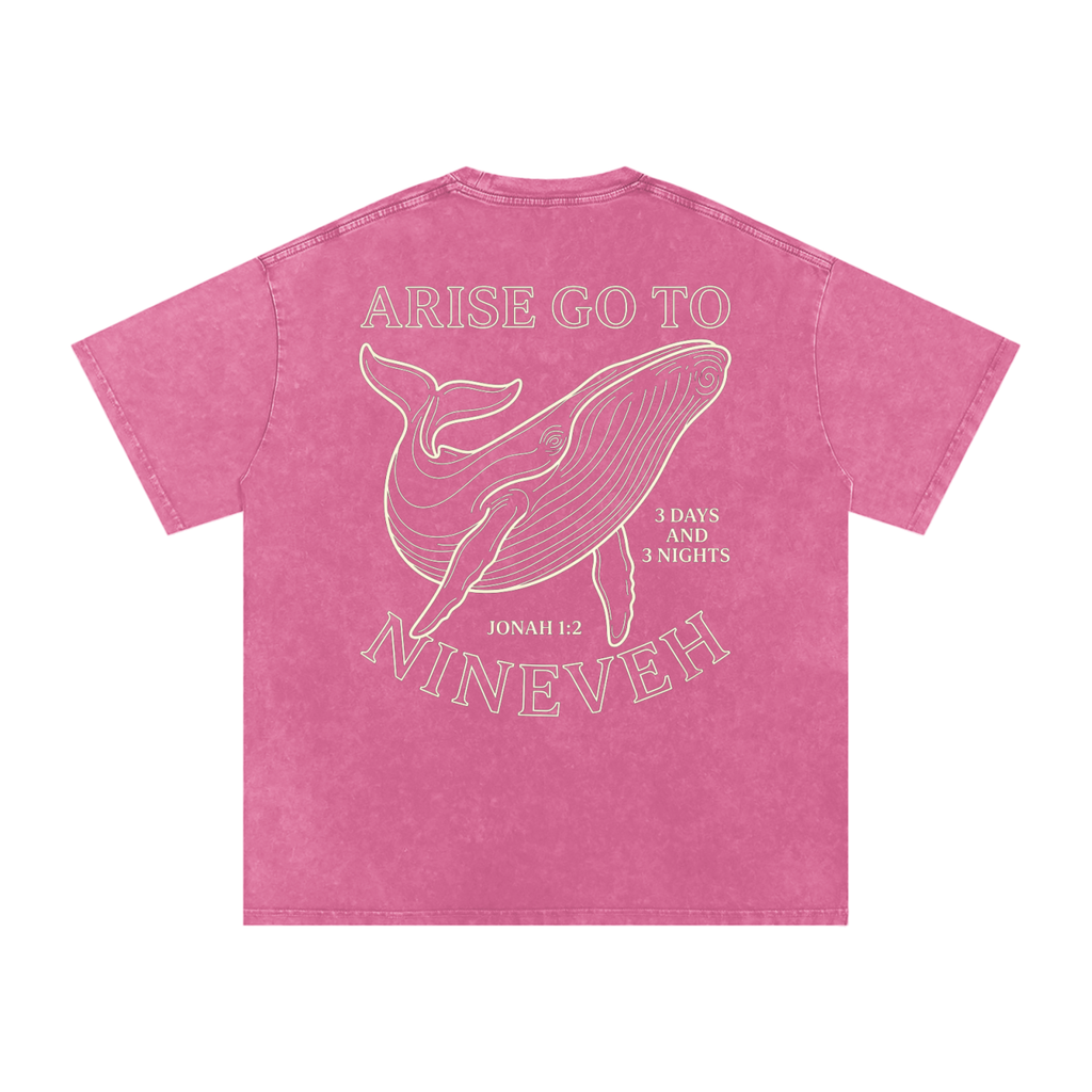 Whale Snow Washed Oversized Cotton T-Shirt