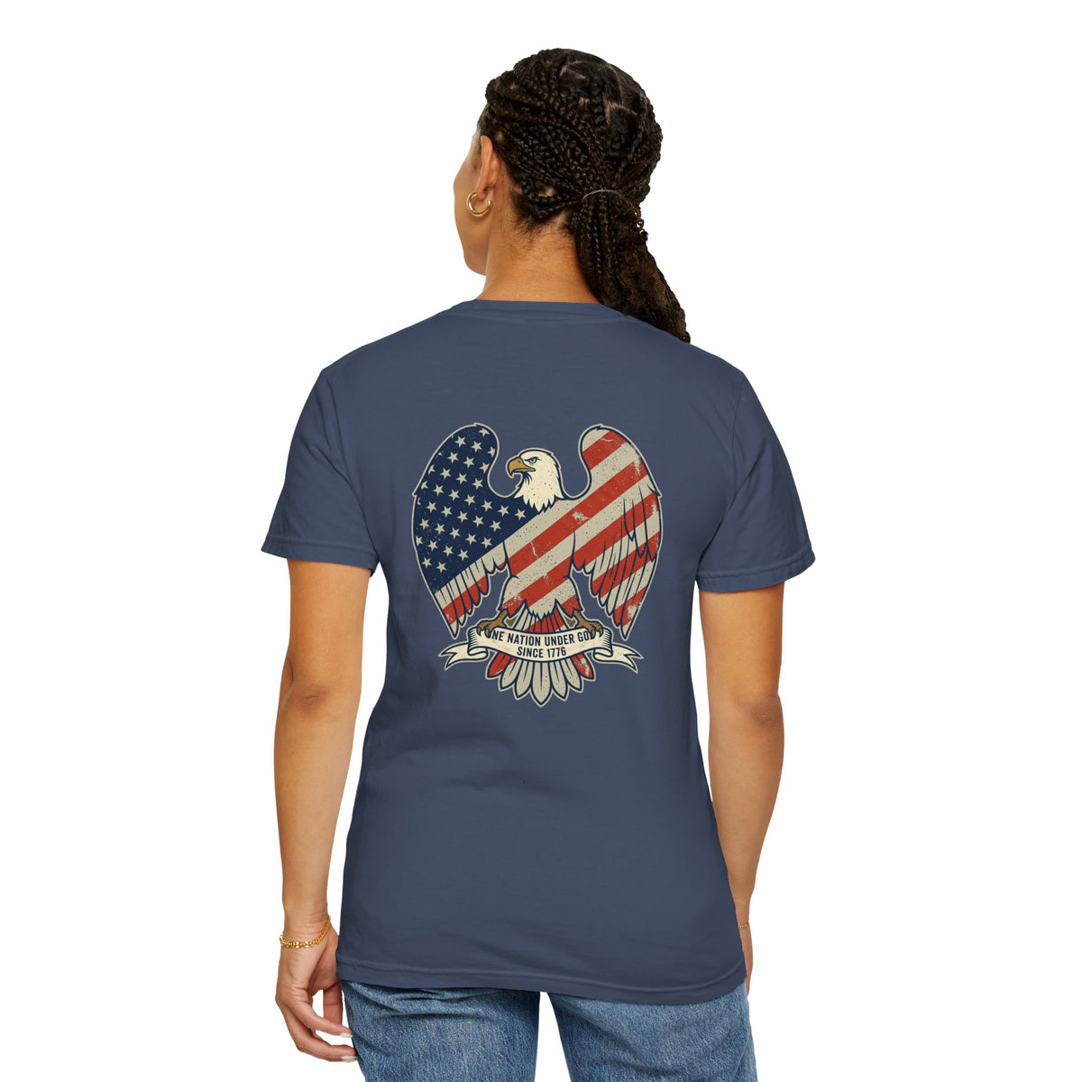 Patriotic Eagle T-Shirt — 'America' Vintage Flag Graphic