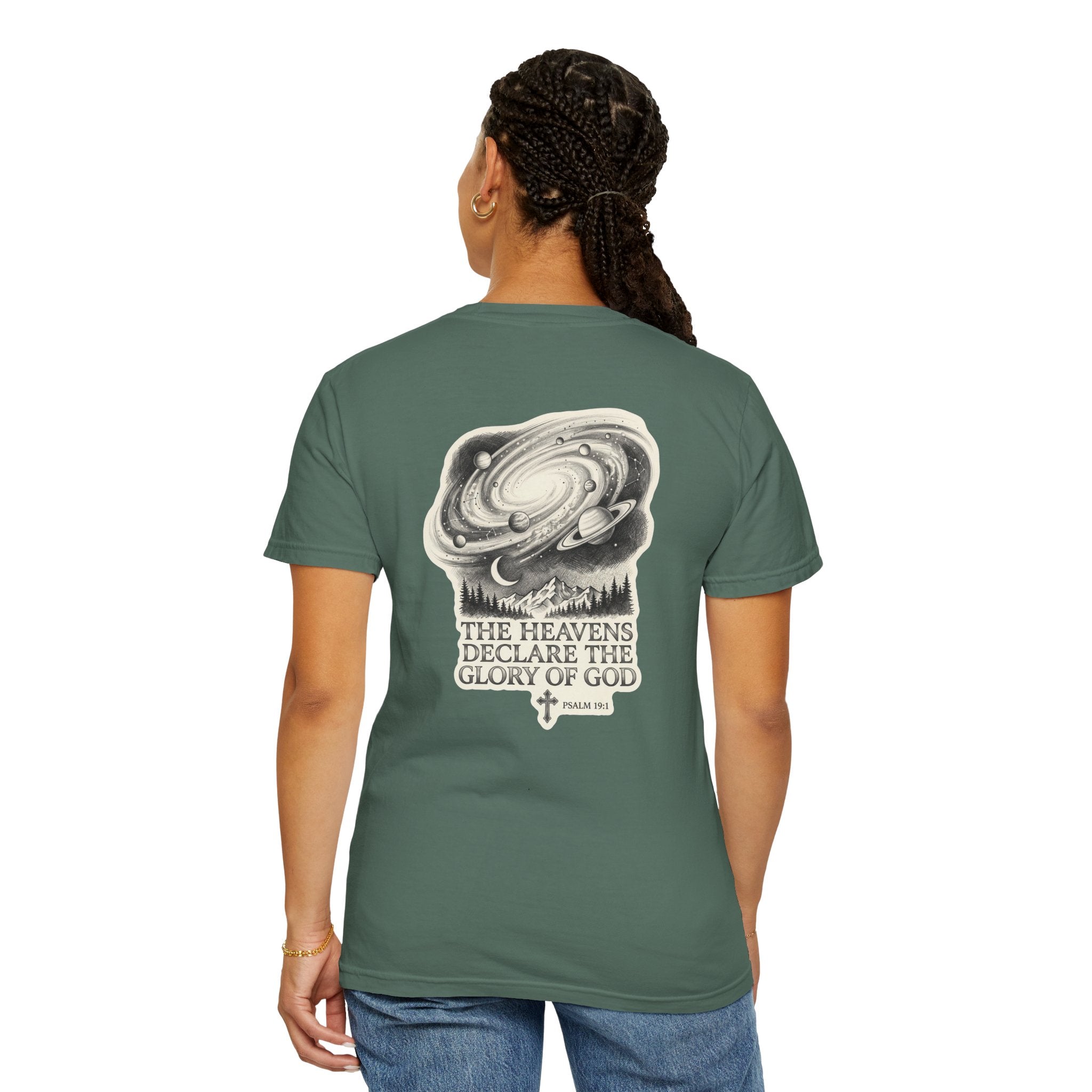 Christian T-Shirt — "The Heavens Declare the Glory of God" Back Graphic