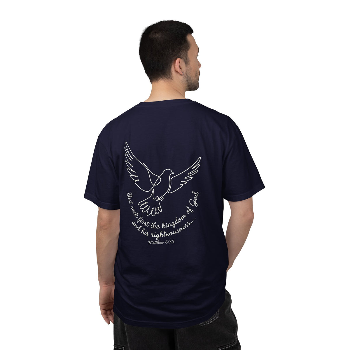 Faith Dove T-Shirt — Matthew 6:33 Scripture Cross Tee