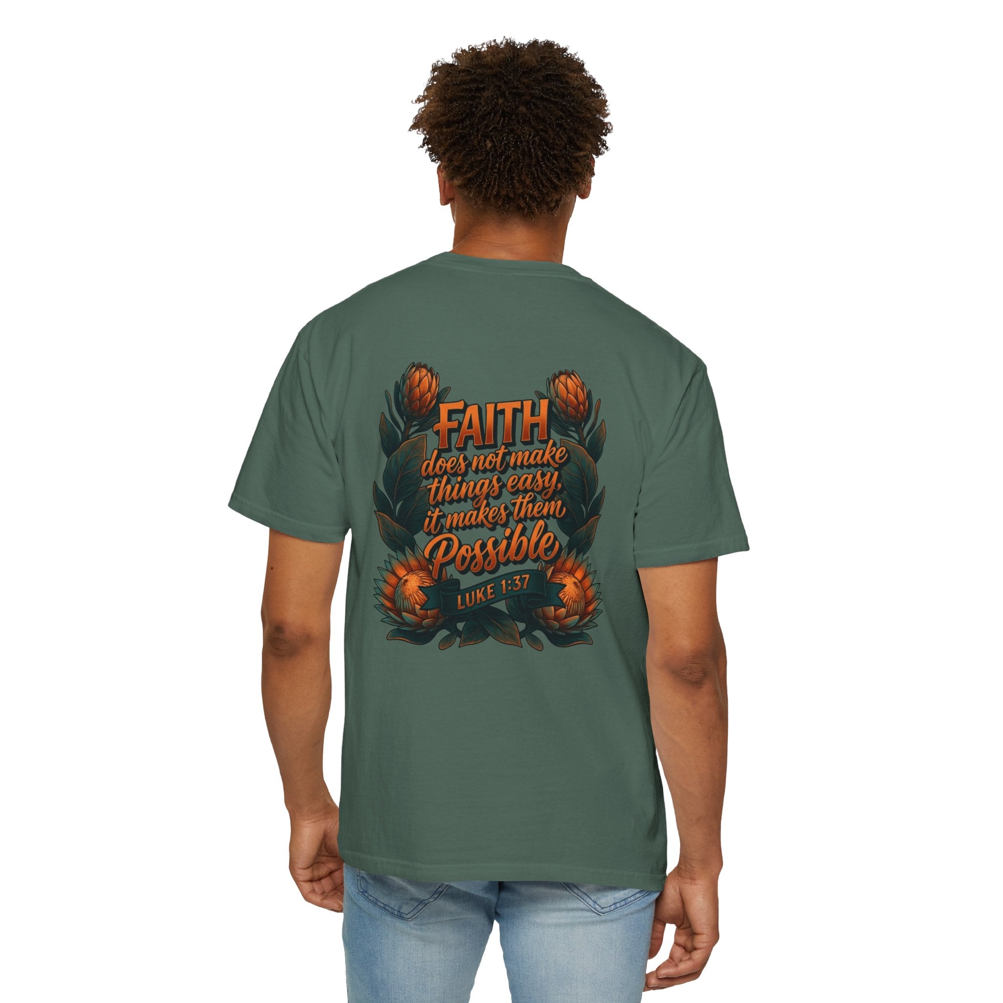 Faith Cross T-Shirt – "Faith Does Not Make Things Easy, It Makes Them Possible" Bible Verse Tee