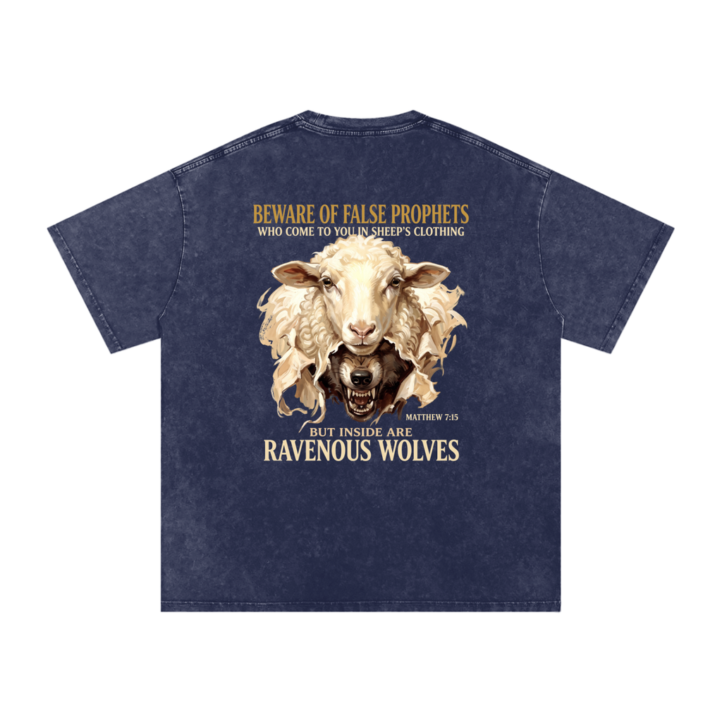 Snow Washed Oversized Cotton T-Shirt "False Prophets"