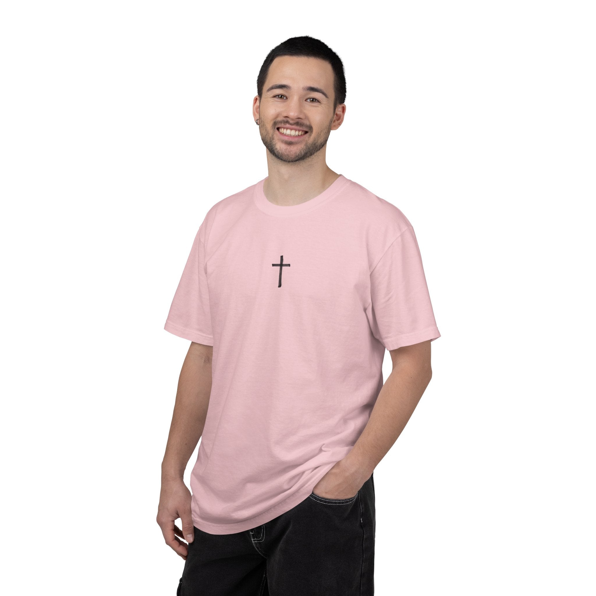 Christian Cross T-Shirt — "In Christ I Am Forgiven, Redeemed, Chosen" Faith Tee