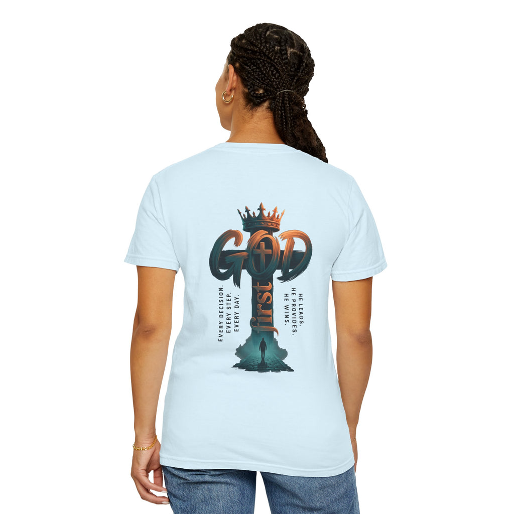 Christian Cross T-Shirt — 'God Is King' Back Graphic Tee