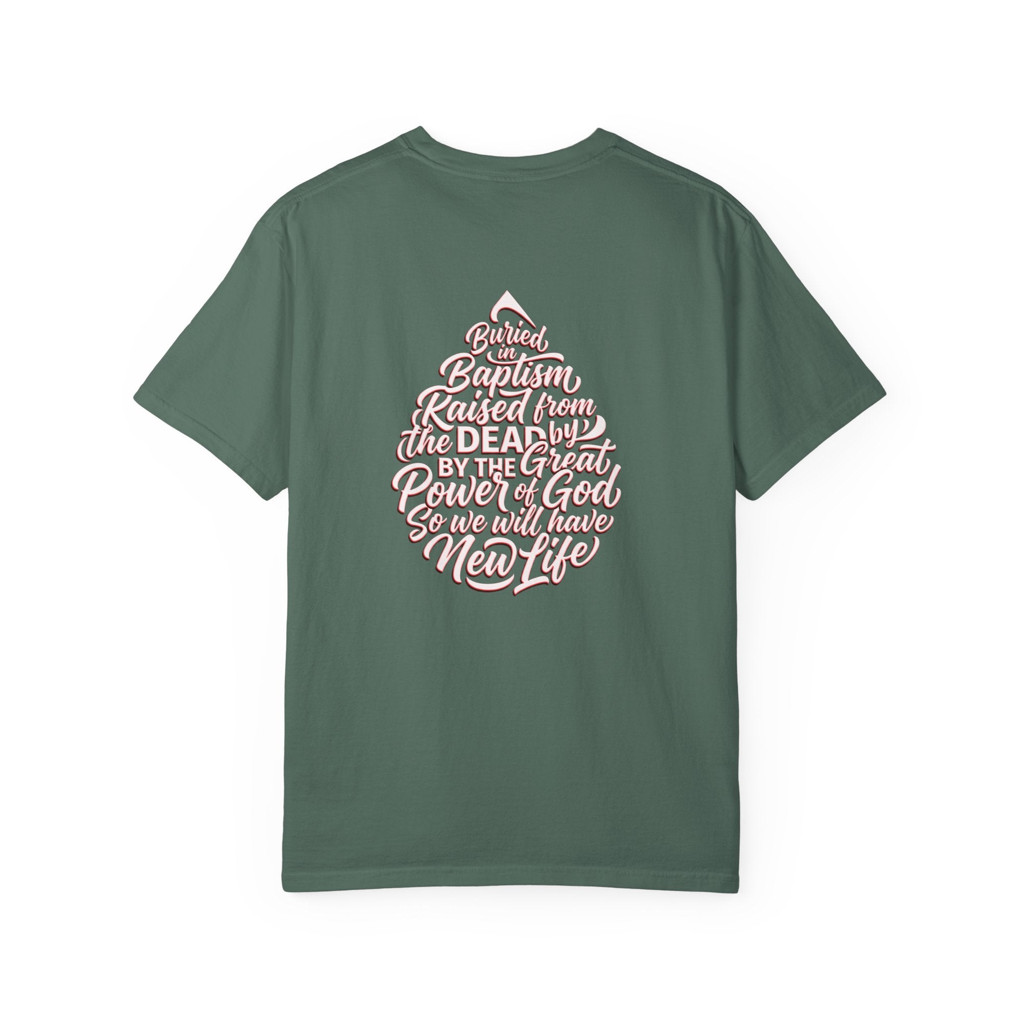 Baptism Cross T-Shirt — "Buried with Christ" Inspirational Faith Tee
