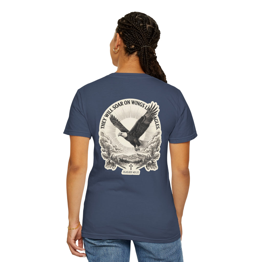 Eagle Cross T‑Shirt — 'They Will Soar on Wings' Christian Graphic Tee