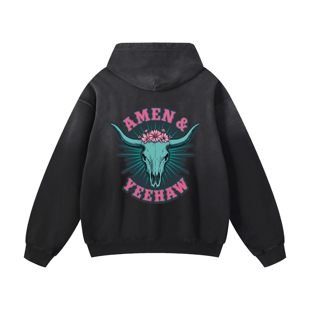 Yeehaw - Heavyweight Sunfade Oversized Hoodie -