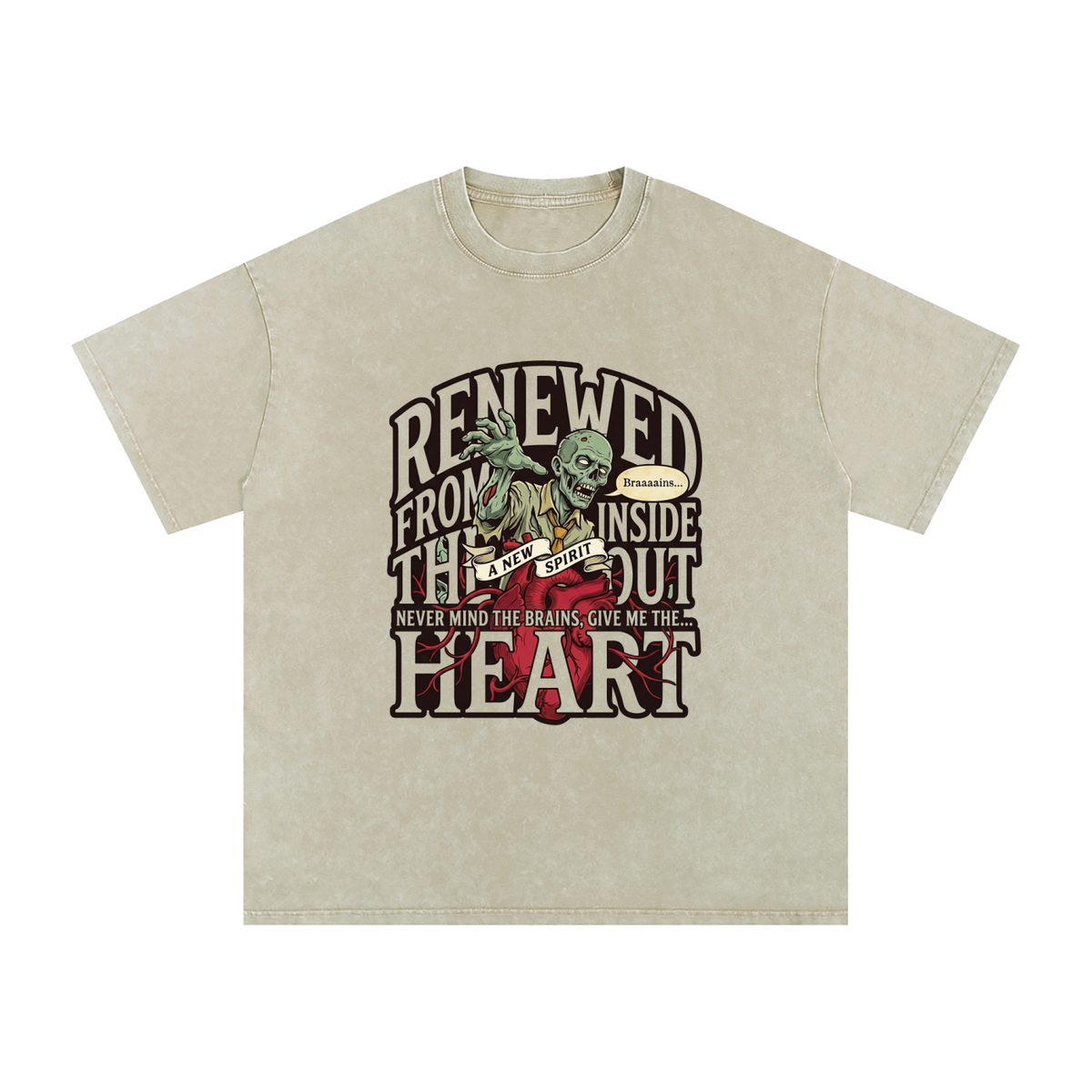 Zombie Snow Washed Oversized Cotton T-Shirt