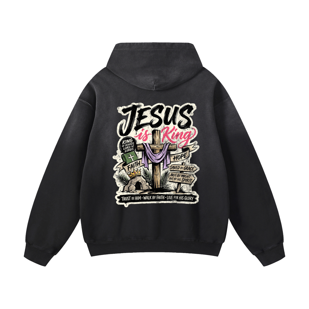 Jesus is King Heavyweight Sunfade Oversized Hoodie