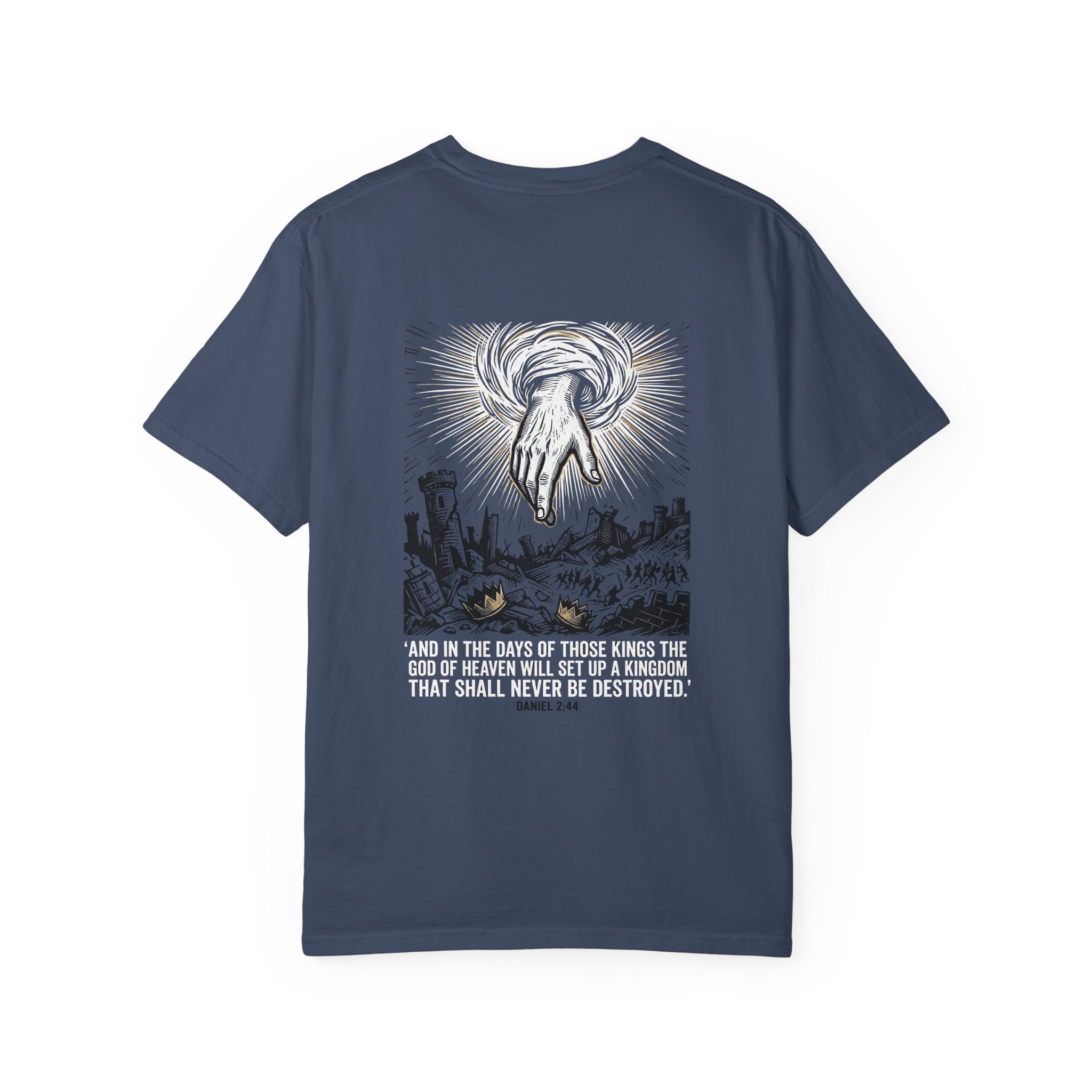 Christian Cross T-Shirt — 'Kingdom That Shall Never Be Destroyed' Graphic Tee