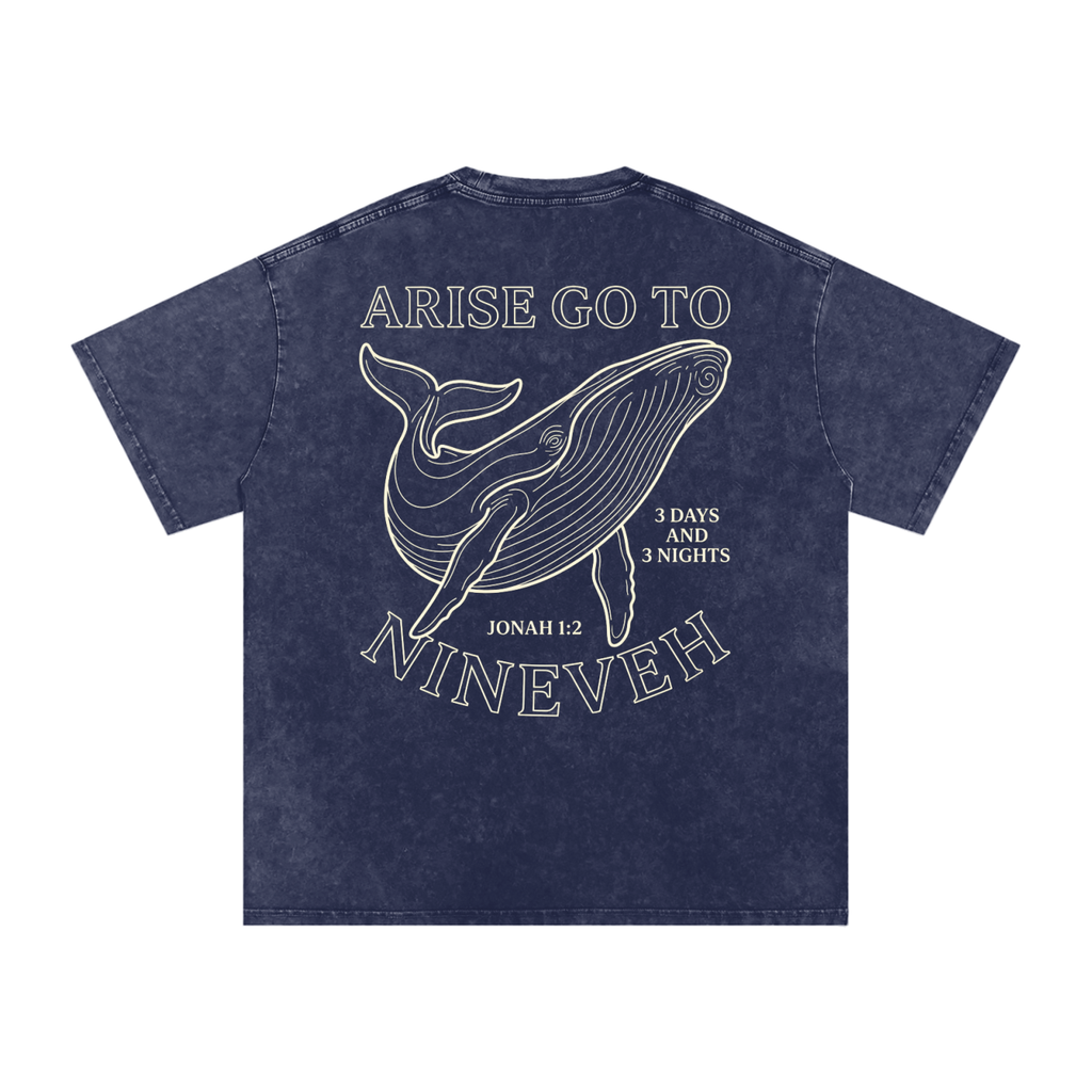 Whale Snow Washed Oversized Cotton T-Shirt