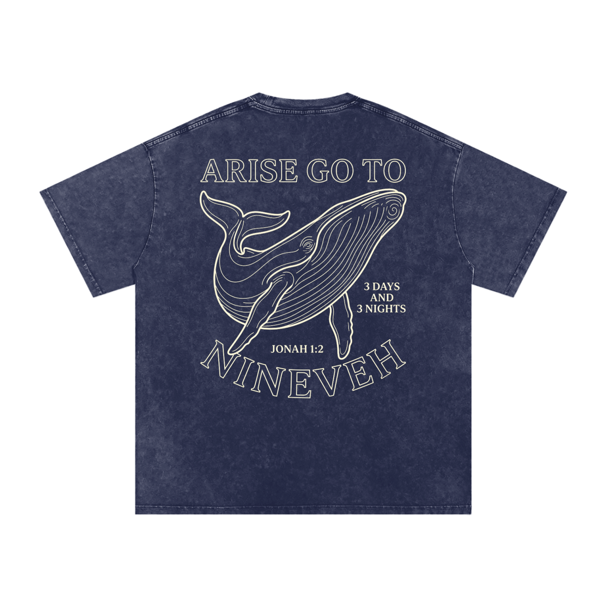 Whale Snow Washed Oversized Cotton T-Shirt