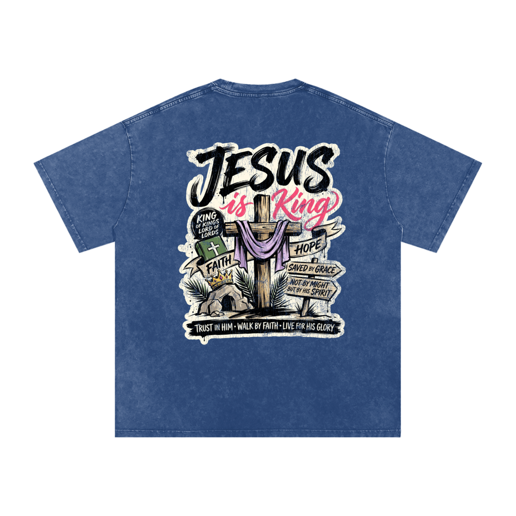 Jesus is King Snow Washed Oversized Cotton T-Shirt