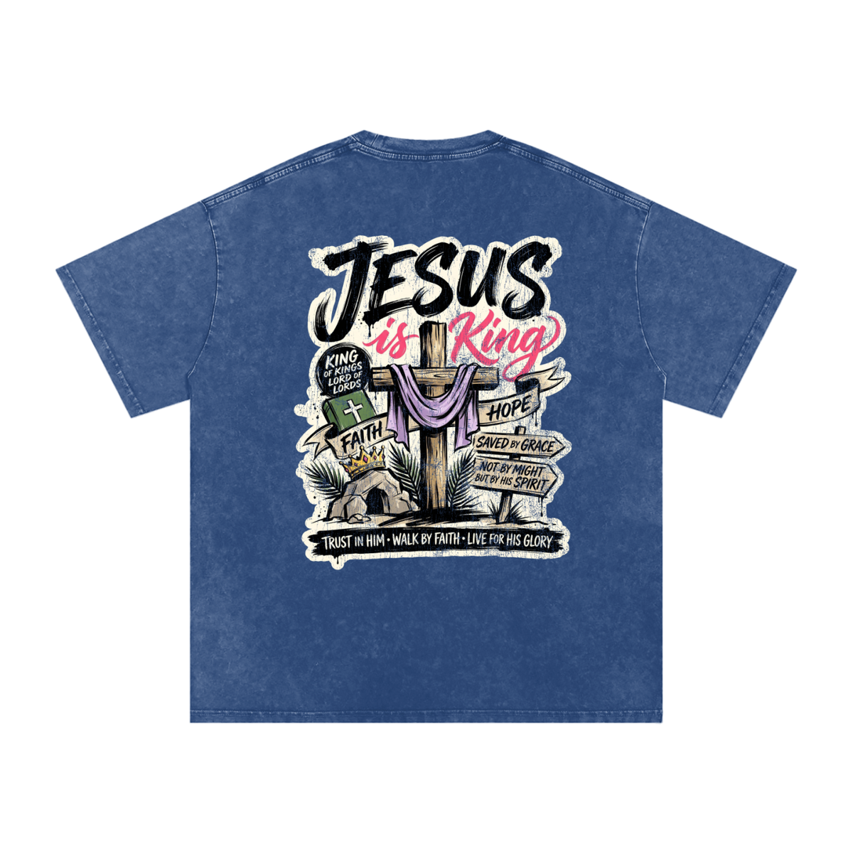 Jesus is King Snow Washed Oversized Cotton T-Shirt