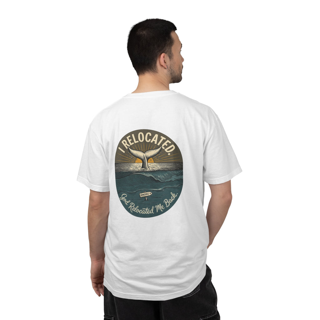 Relocated Whale Tail T-Shirt — “I Relocated” Retro Ocean Graphic Tee