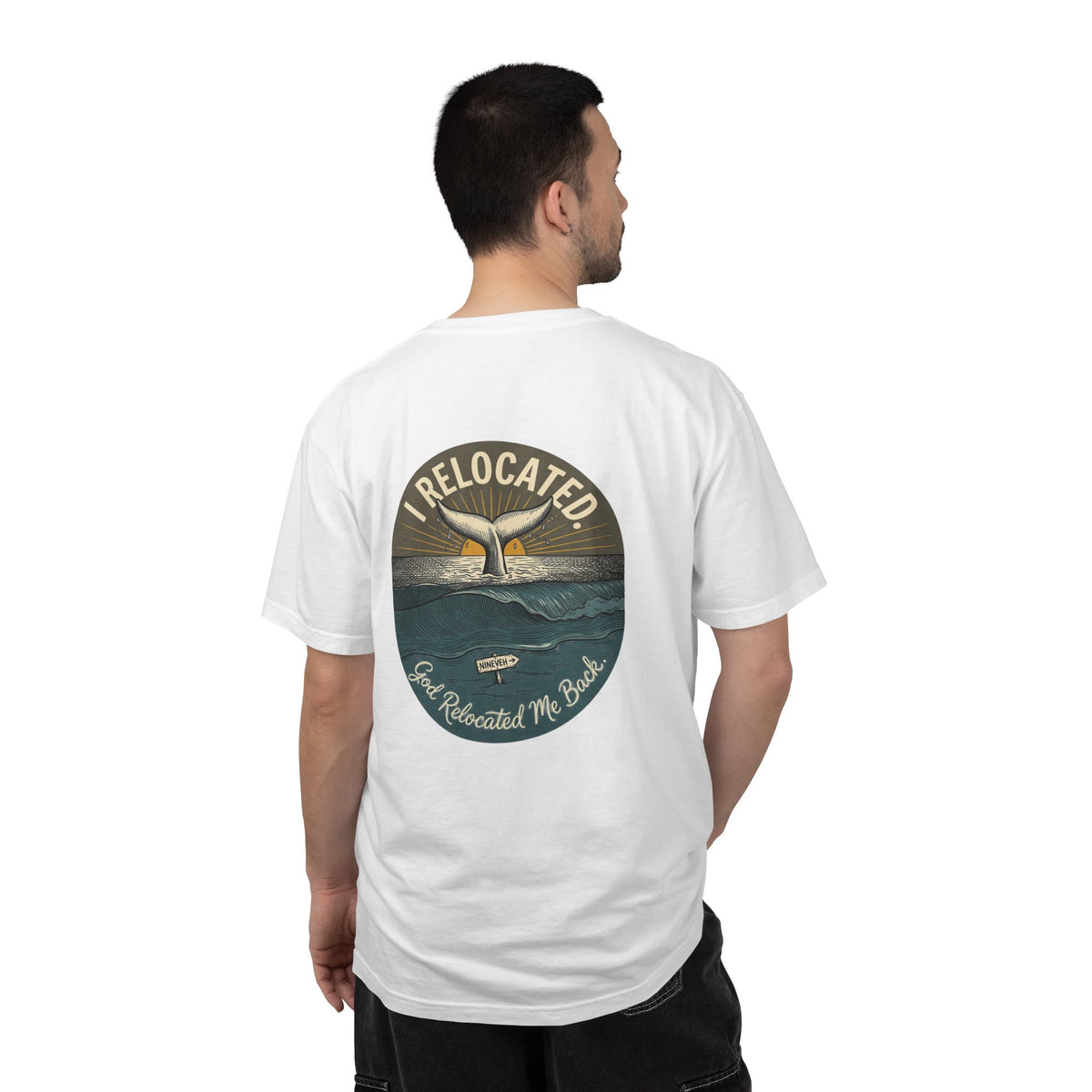 Relocated Whale Tail T-Shirt — “I Relocated” Retro Ocean Graphic Tee