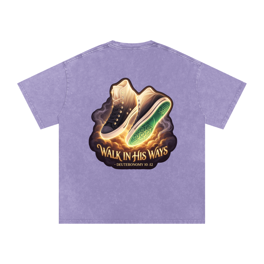 Walk in his ways Snow Washed Oversized Cotton T-Shirt