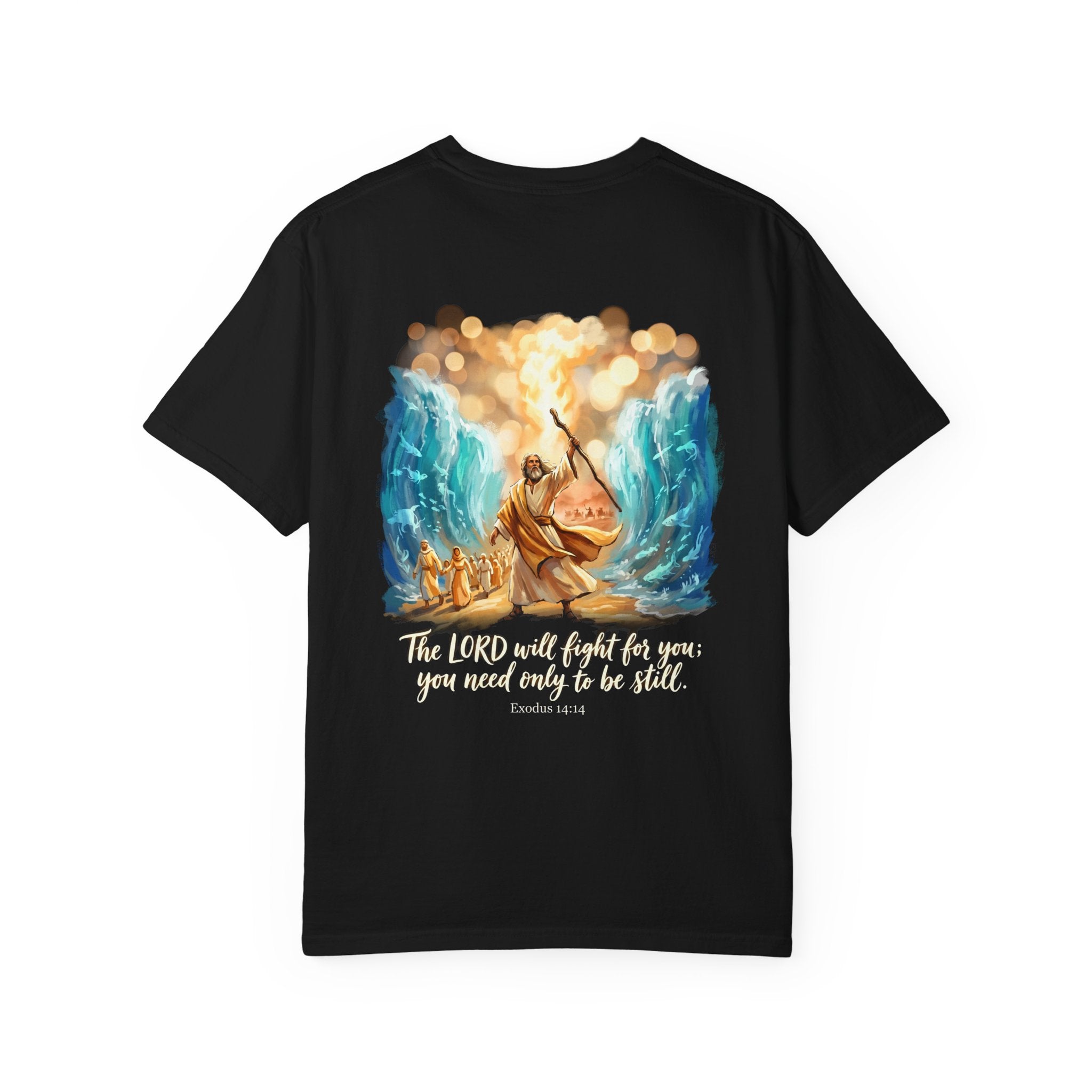 Christian Cross T-Shirt — Exodus 14:14 'The LORD Will Fight for You' Graphic Tee