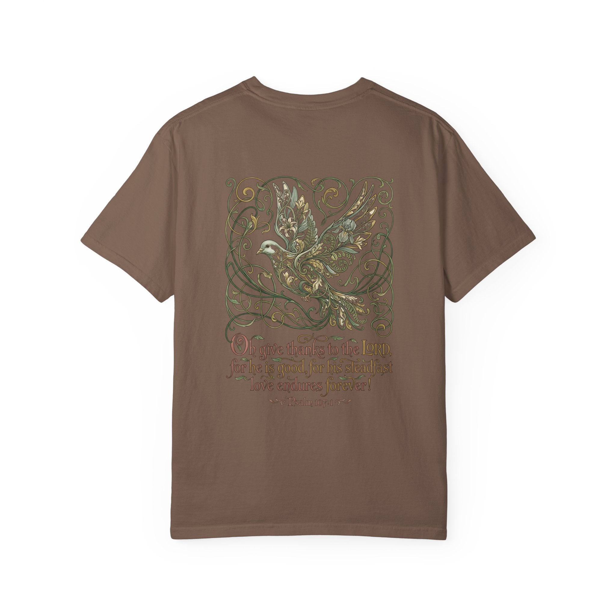 Christian Cross T-Shirt — ‘Give Thanks to the Lord’ Dove Graphic Tee