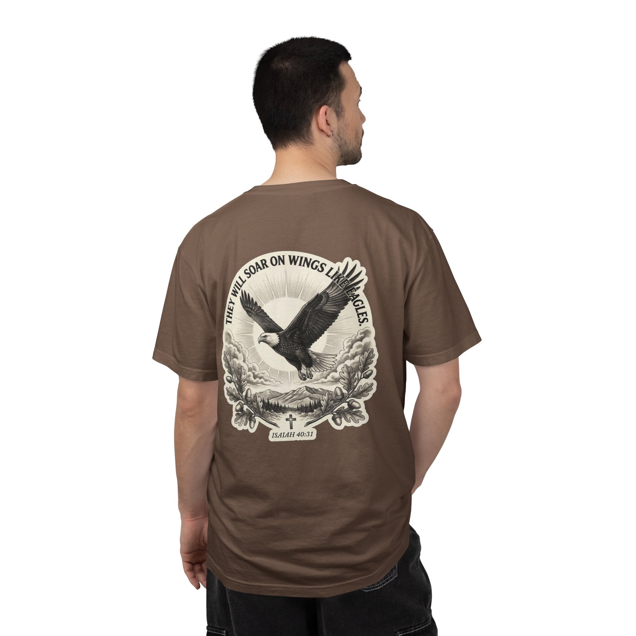 Eagle Cross T‑Shirt — 'They Will Soar on Wings' Christian Graphic Tee