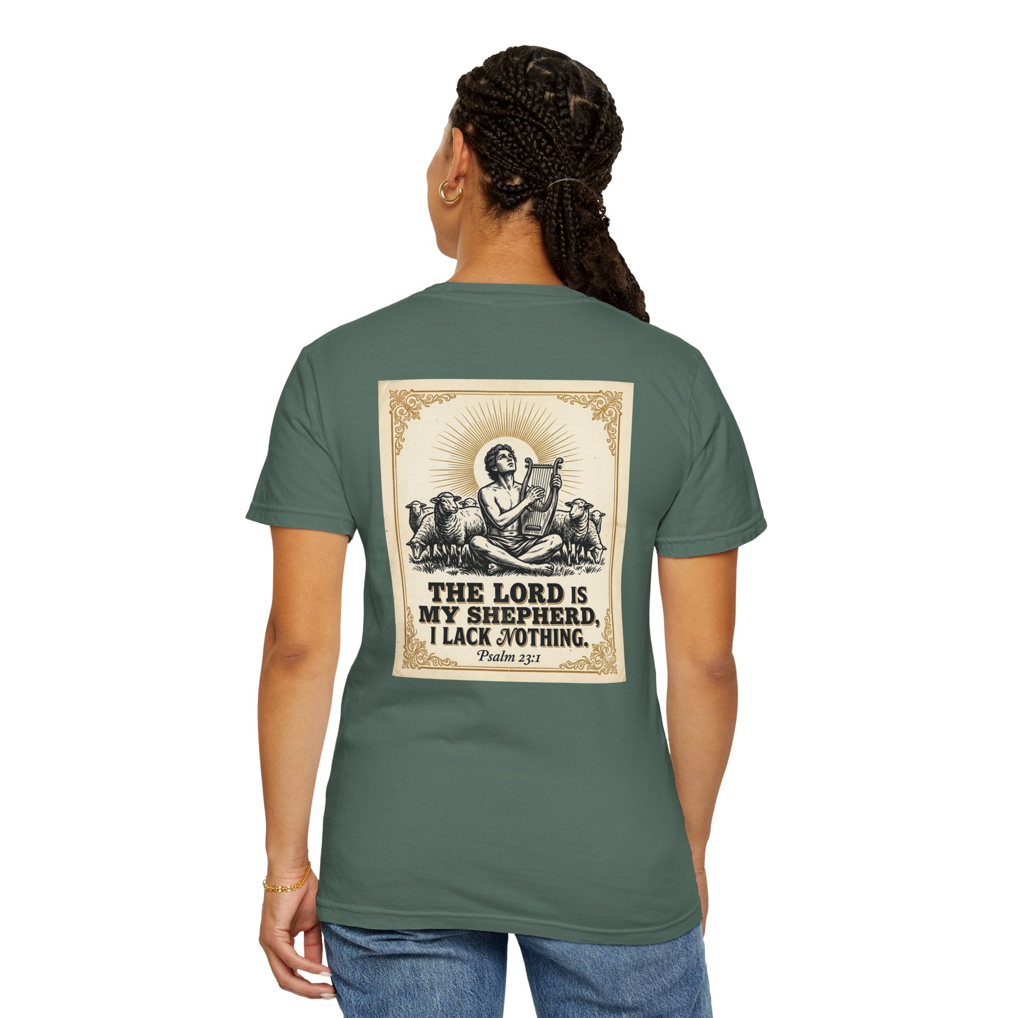 Christian Cross T-Shirt — "The Lord Is My Shepherd" Graphic Tee