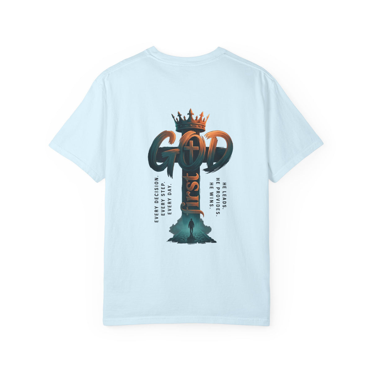 Christian Cross T-Shirt — 'God Is King' Back Graphic Tee