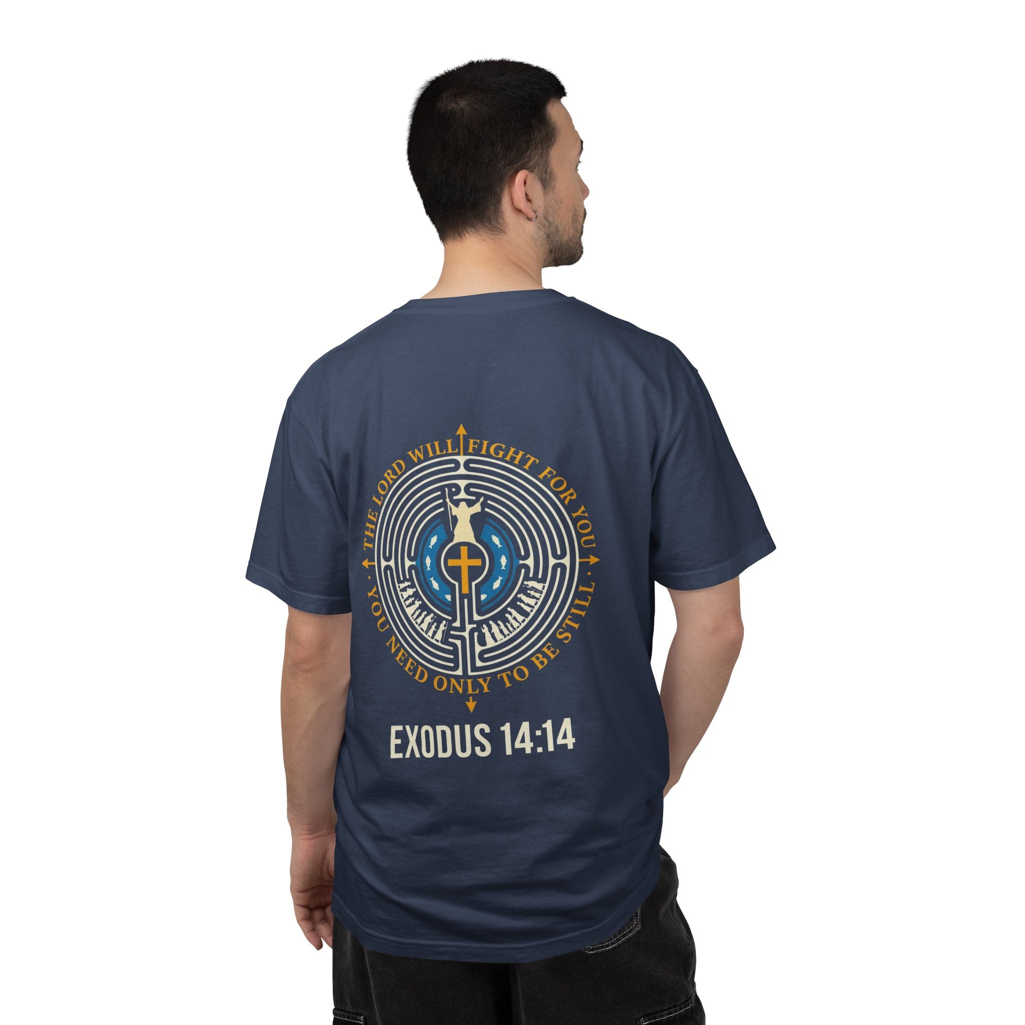 Christian T-Shirt — Exodus 14:14 Cross Graphic Tee