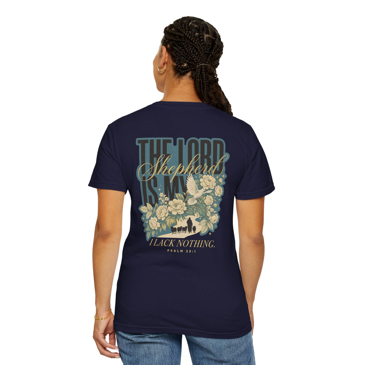 Christian T-Shirt - "The Lord Is My Shepherd" Floral Psalm Tee