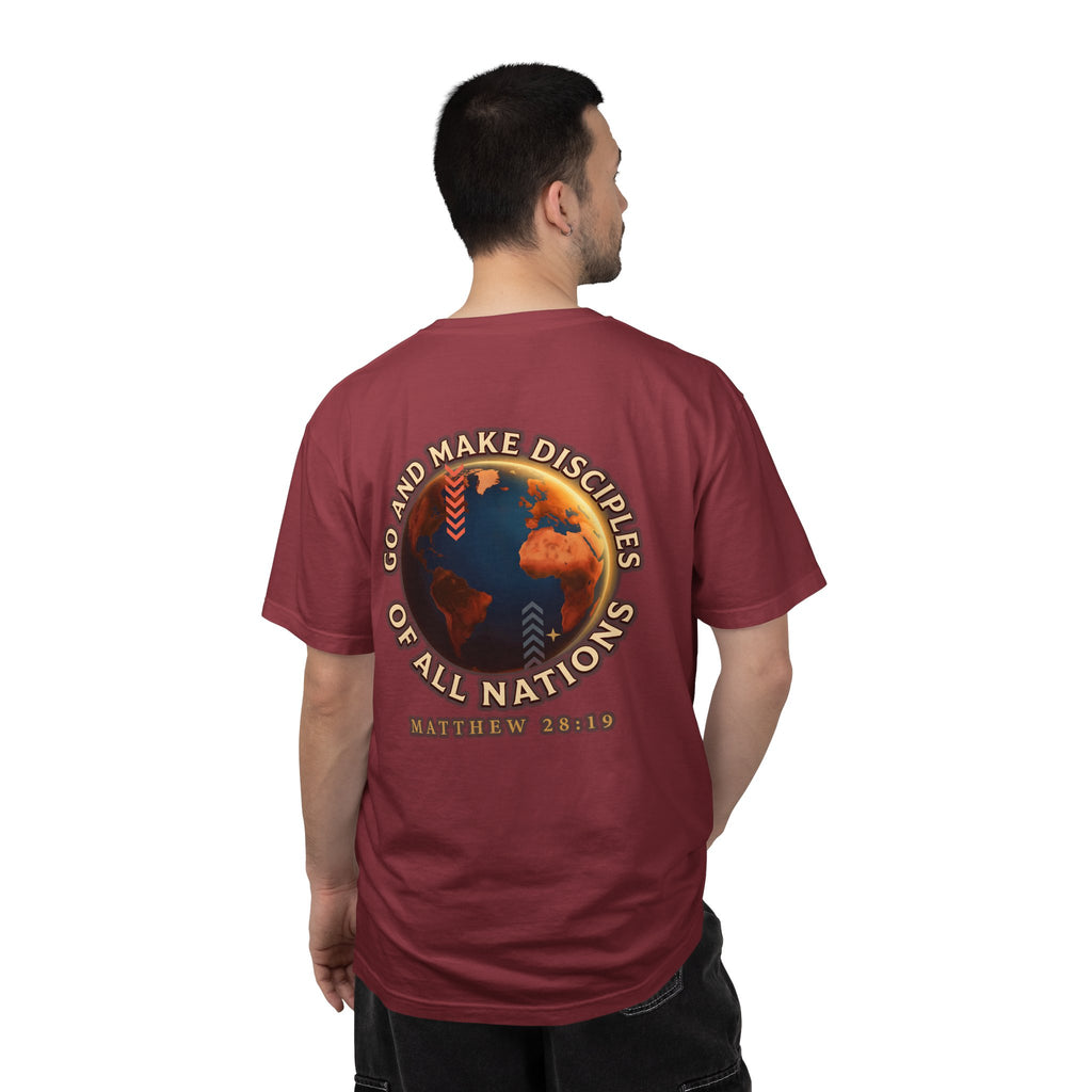 Christian T-Shirt — Cross Front & “Go and Make Disciples of All Nations” Matthew 28:19 Back