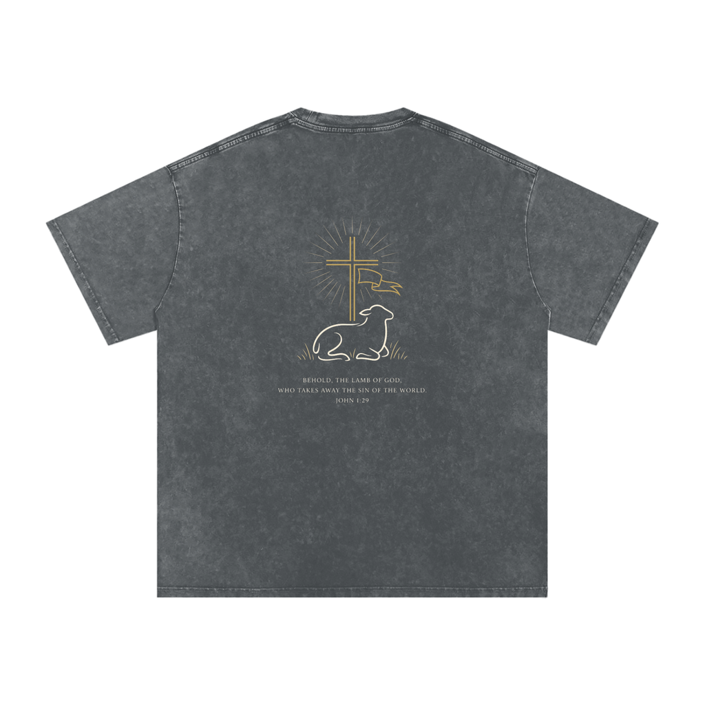 Lamb Snow Washed Oversized Cotton T-Shirt