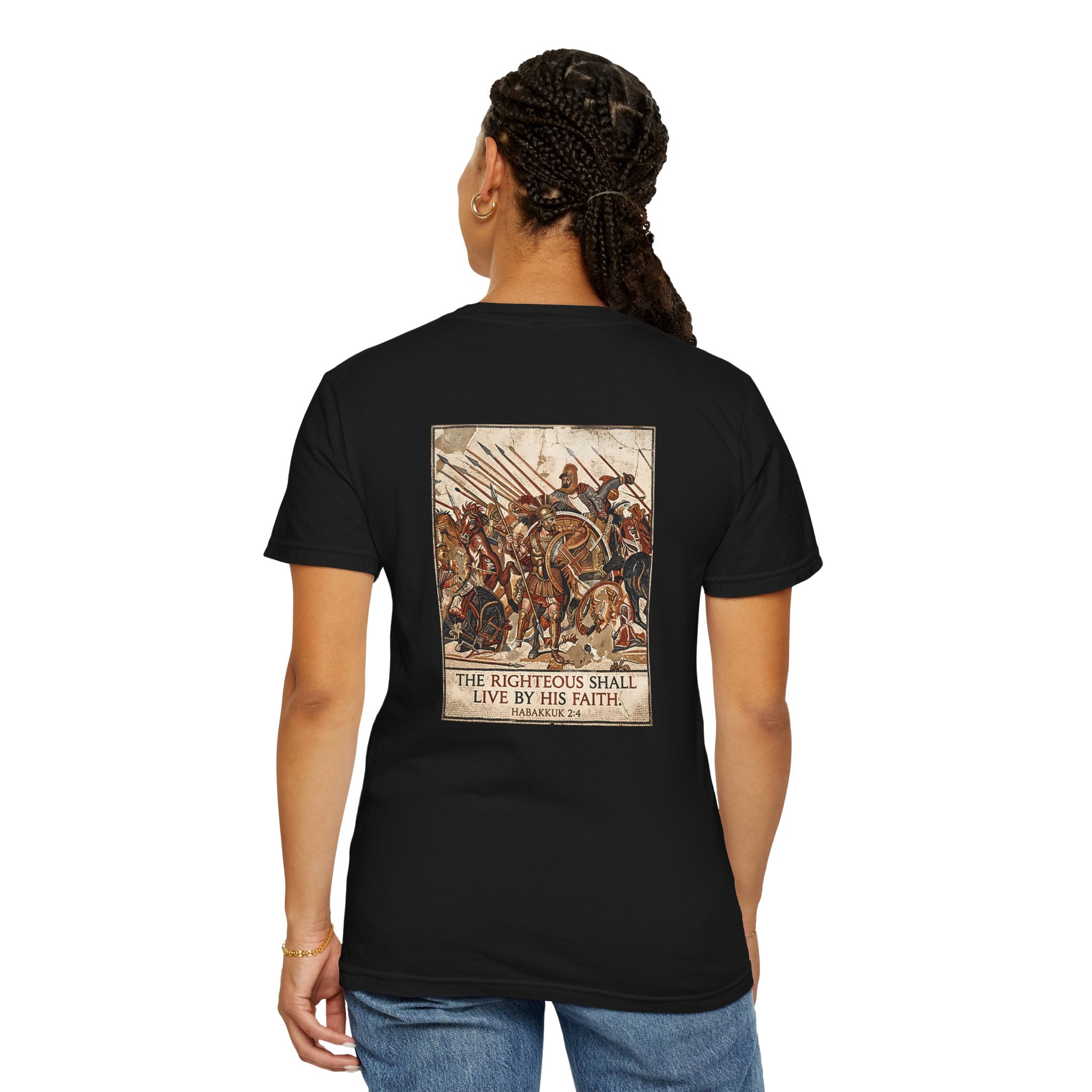 Faith Cross T‑Shirt — "The Righteous Shall Live by His Faith" Graphic Tee