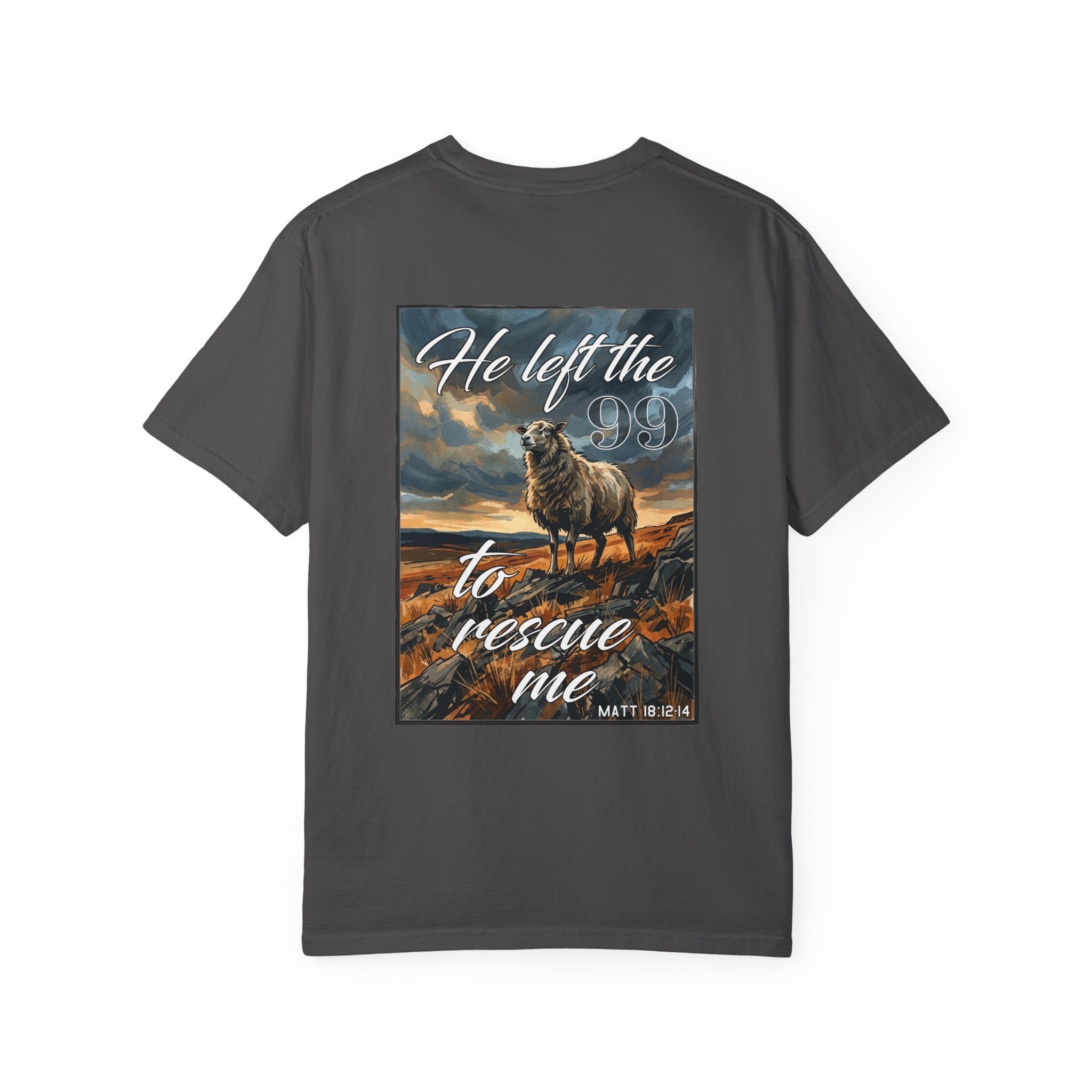 Christian Shepherd T-Shirt — "He Left the 99 to Rescue Me" Graphic Tee