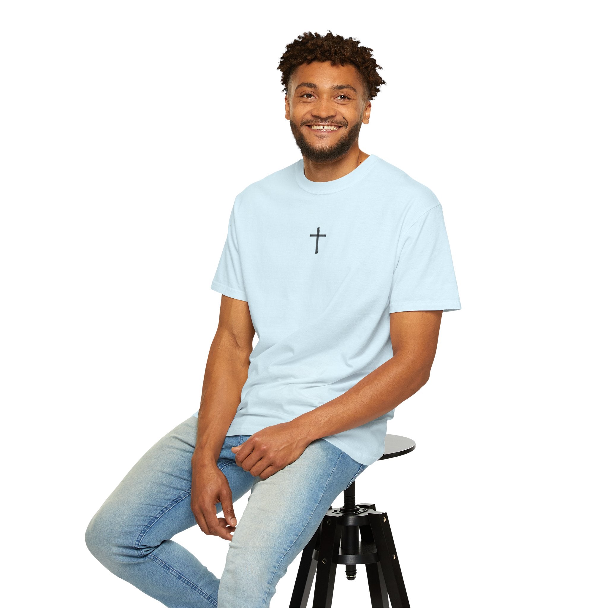Christian Cross T-Shirt — "In Christ I Am Forgiven, Redeemed, Chosen" Faith Tee