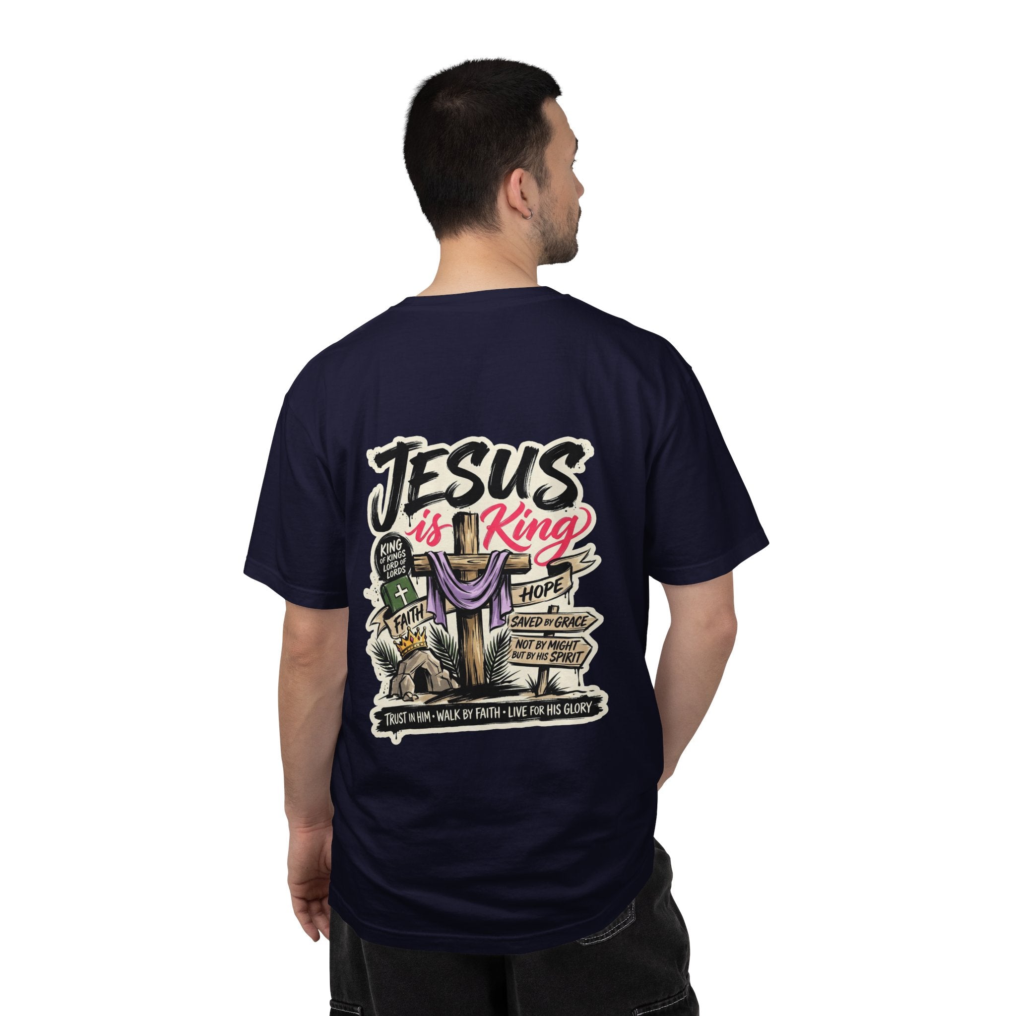 Christian T-Shirt — "Jesus Is King" Cross Graphic Tee