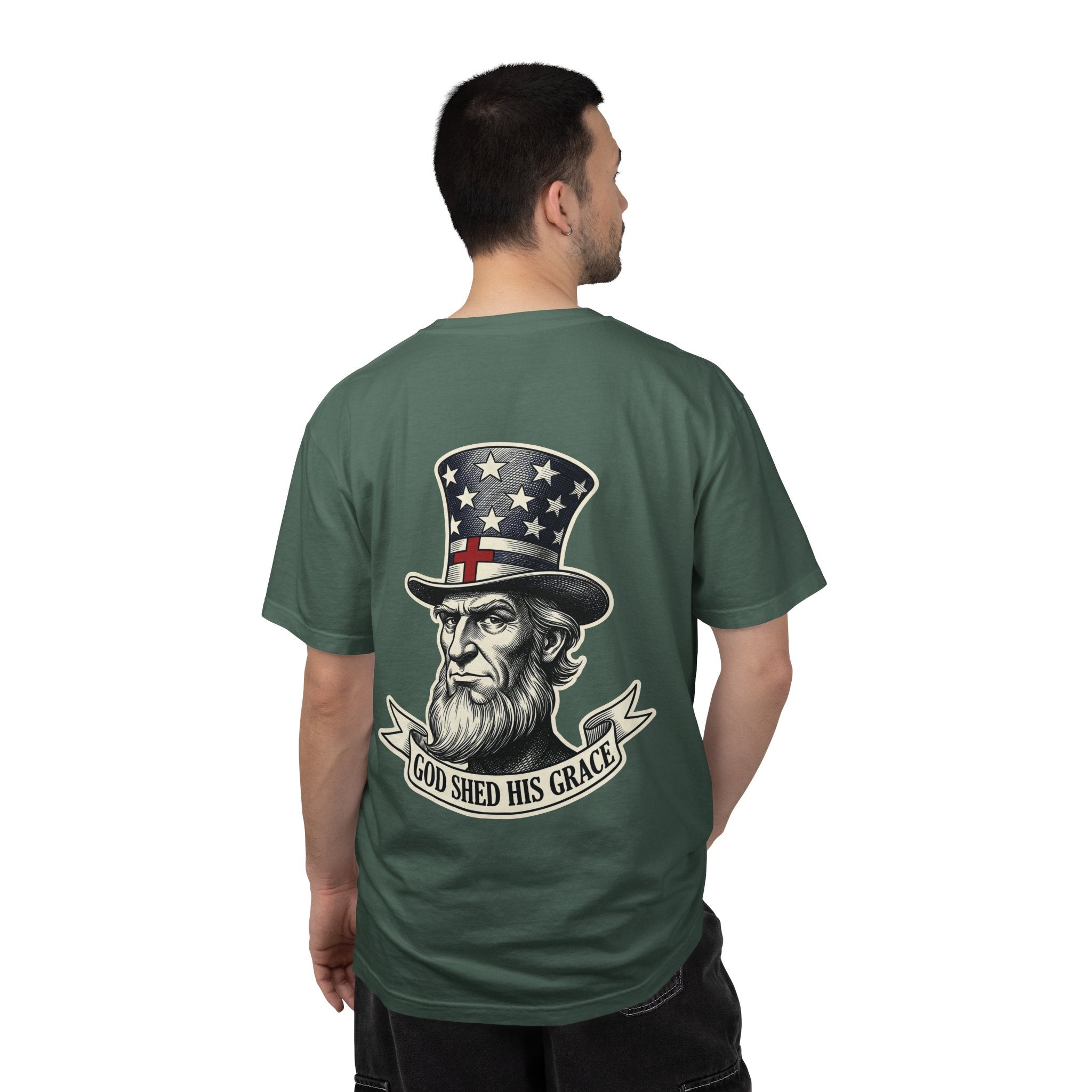 America Graphic T-Shirt — Vintage Uncle Sam 'God Shed His Grace' Patriotic Tee