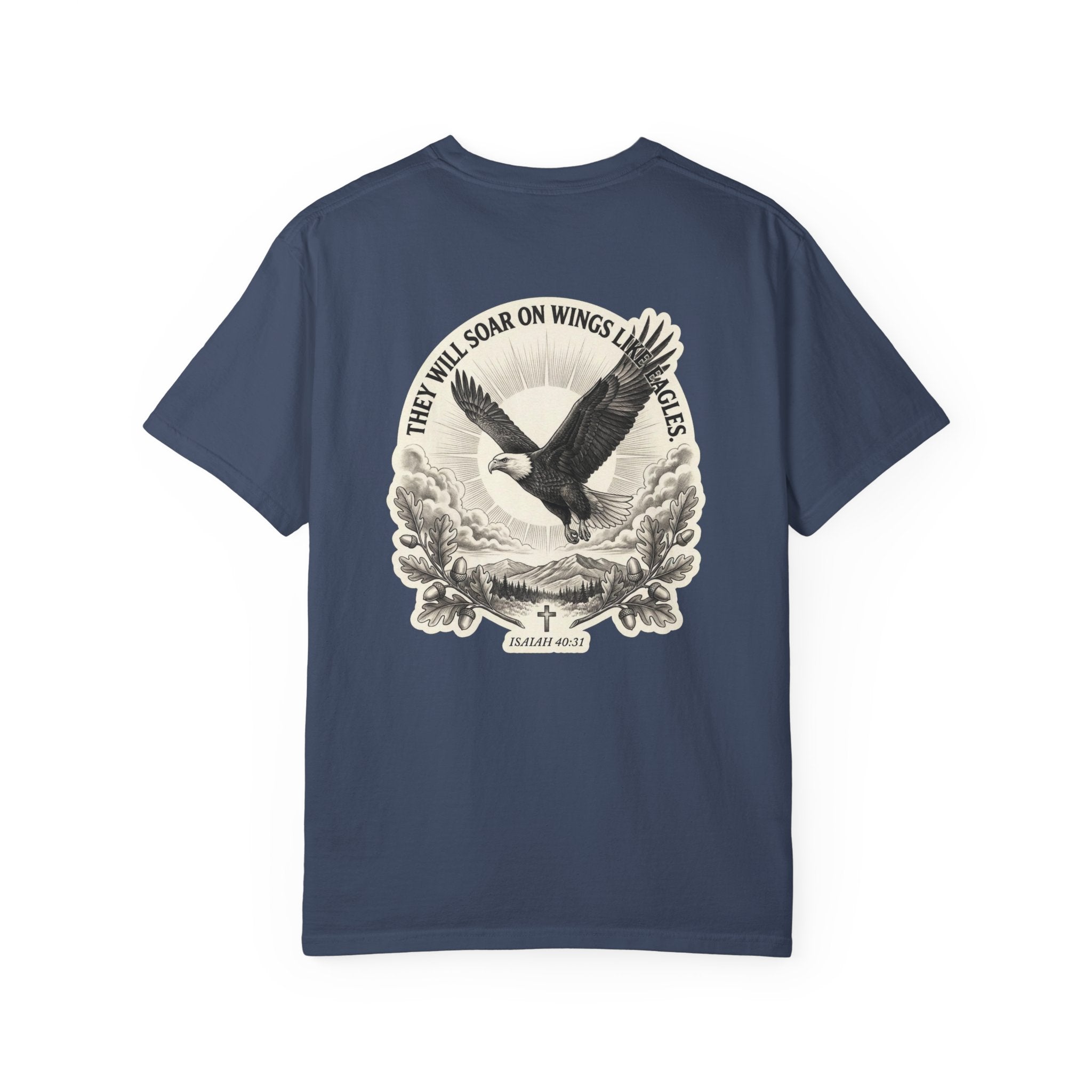 Eagle Cross T‑Shirt — 'They Will Soar on Wings' Christian Graphic Tee