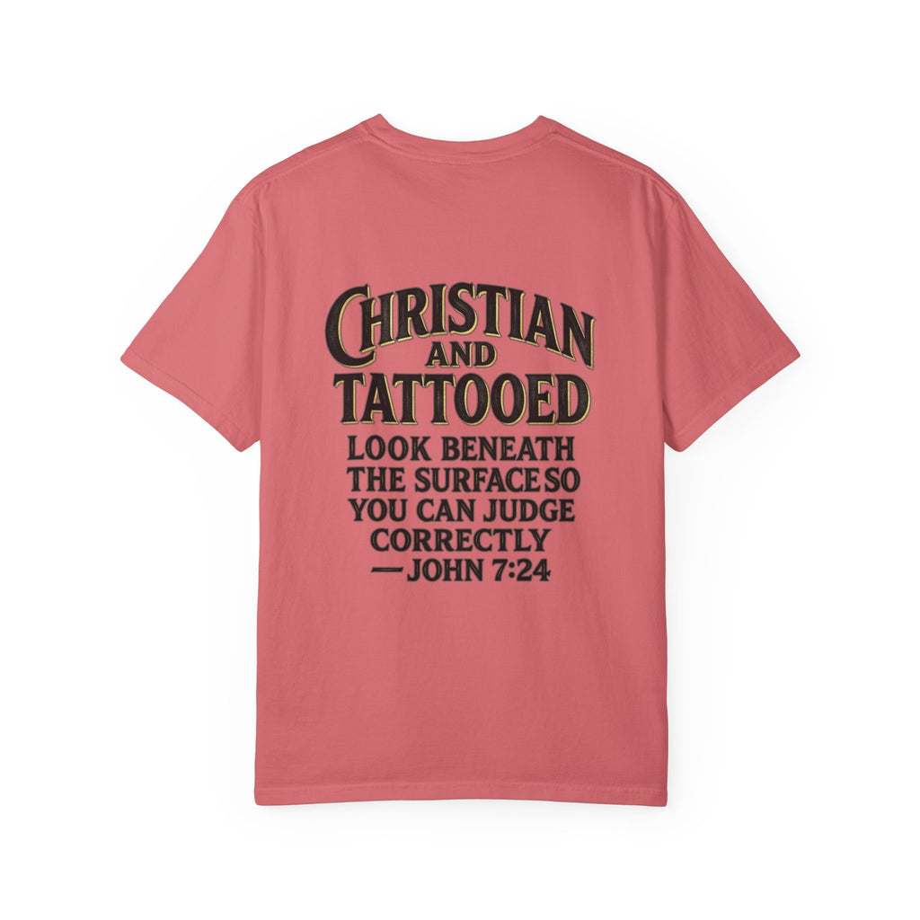Christian and Tattooed T-Shirt — John 7:24 Cross Graphic Tee