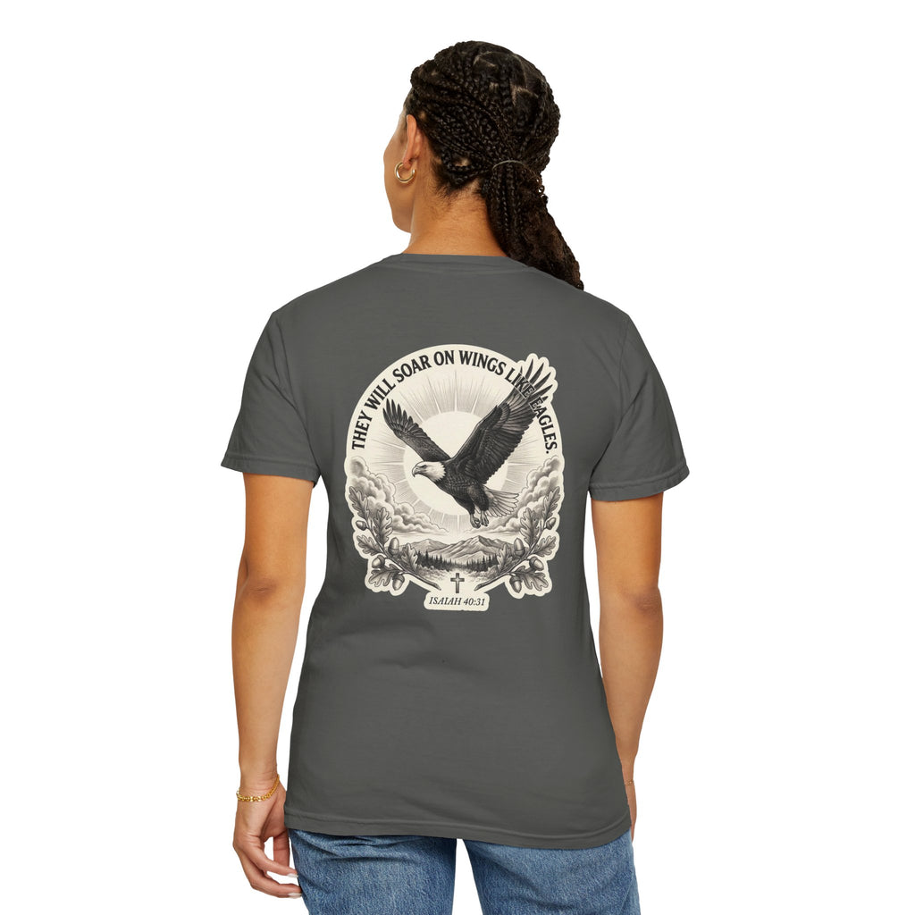 Eagle Cross T‑Shirt — 'They Will Soar on Wings' Christian Graphic Tee