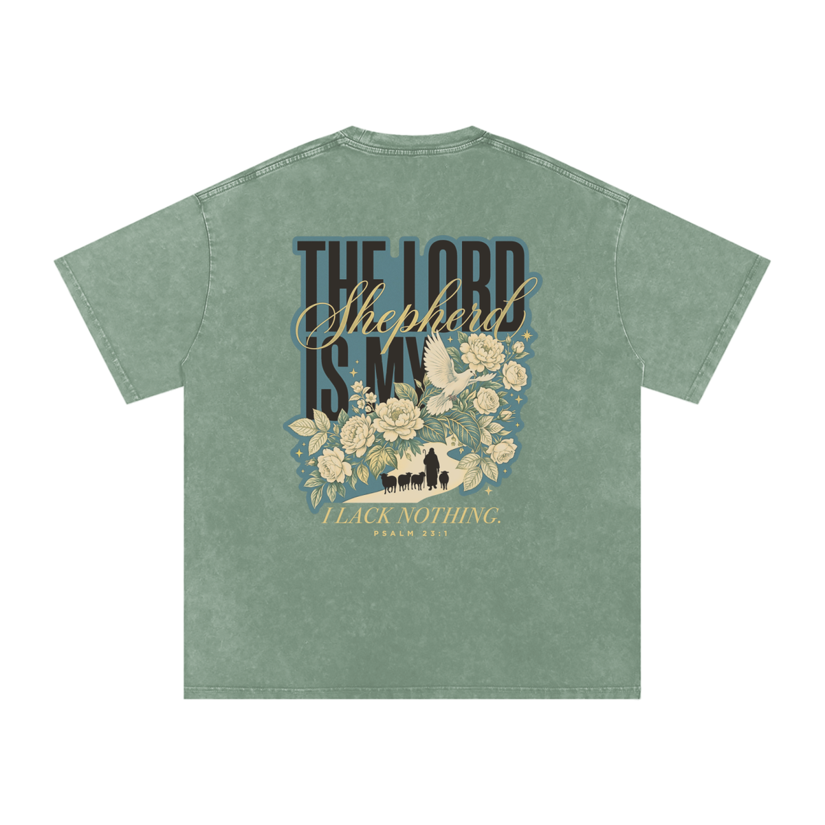 The Lord is my Shepherd Snow Washed Oversized Cotton T-Shirt