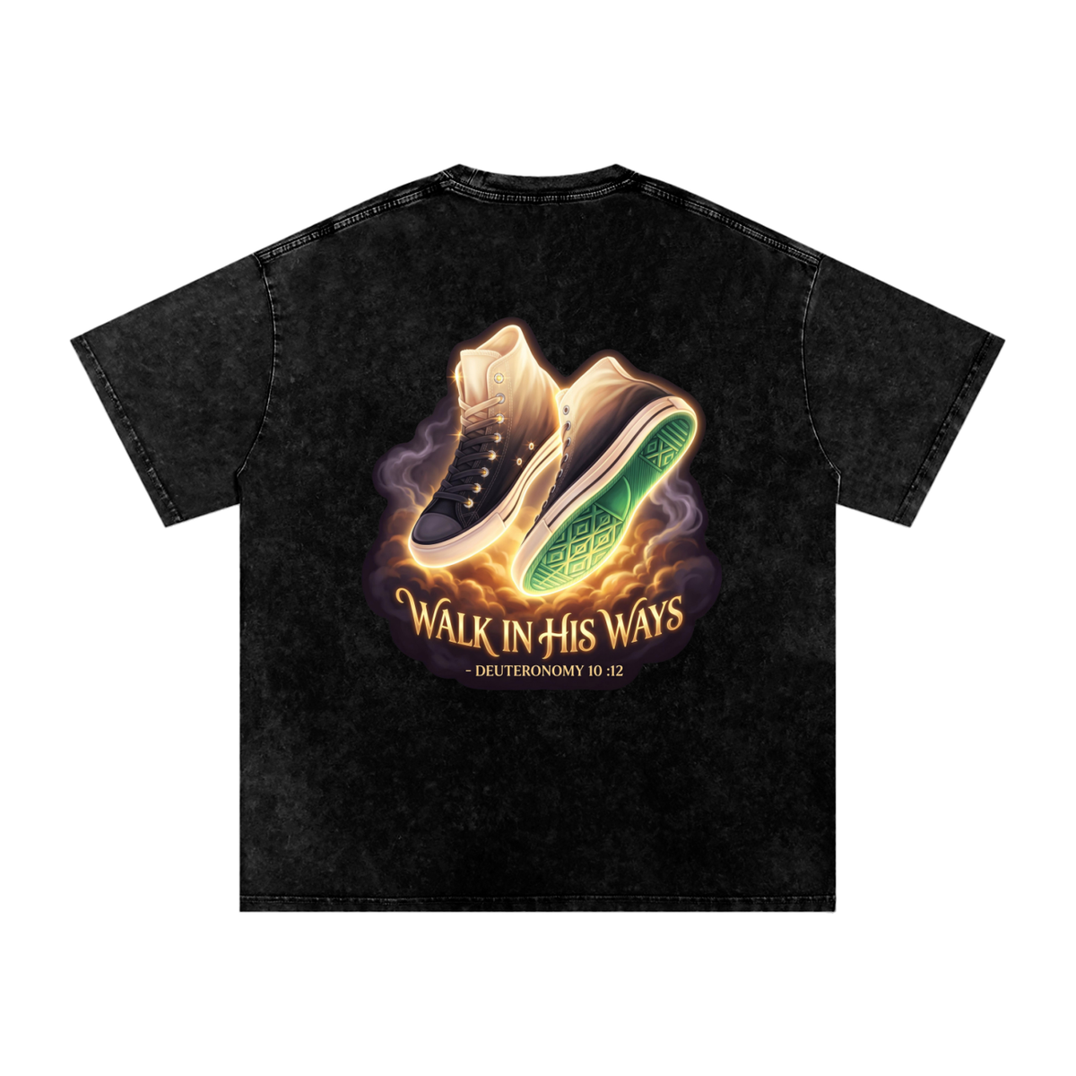 Walk in his ways Snow Washed Oversized Cotton T-Shirt
